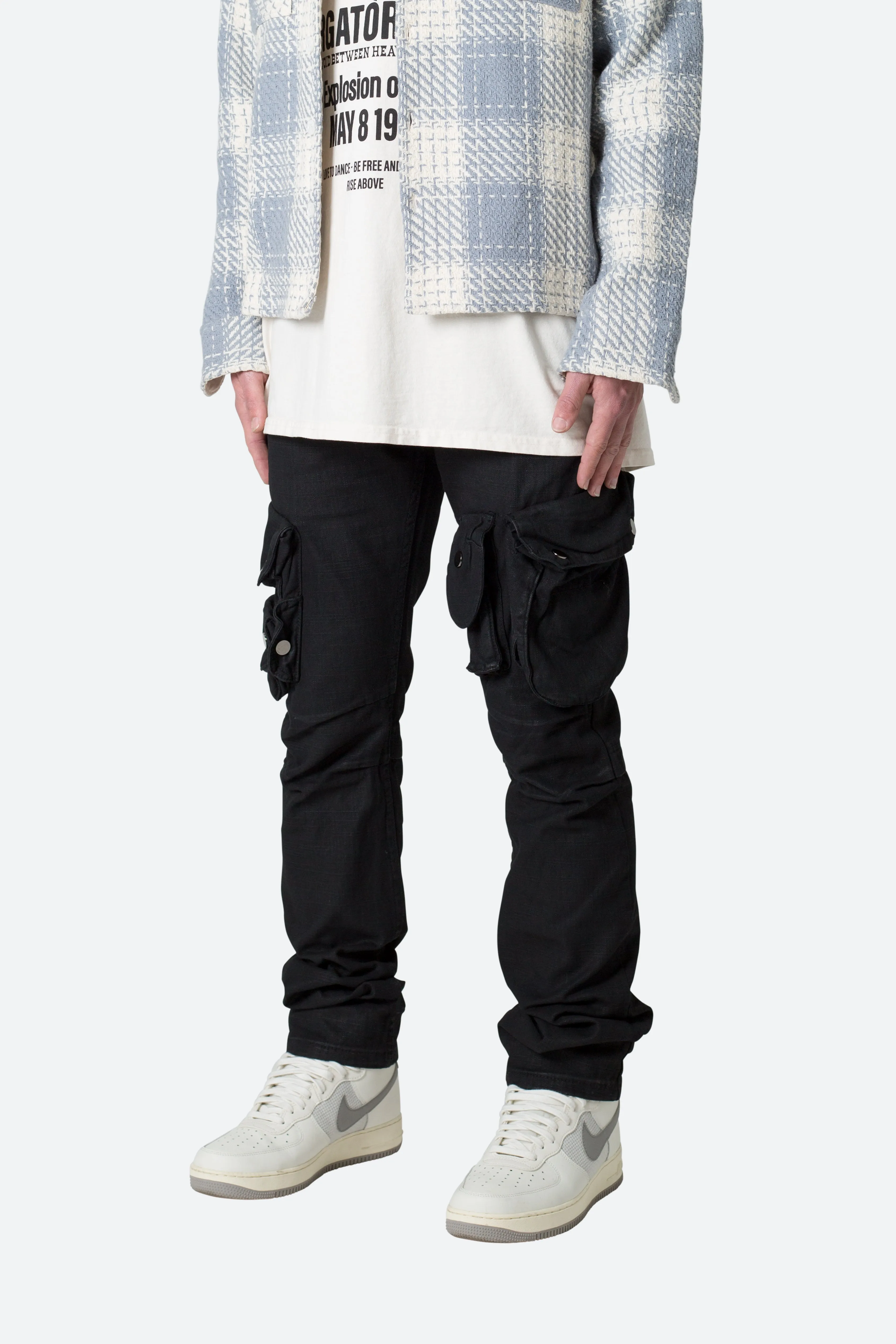 Waxed Denim Cargo Pants - Black sold by MNML product image thumbnail 4