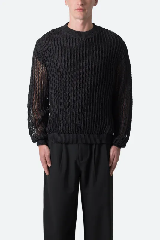 Mesh Knit Sweater - Black sold by MNML
