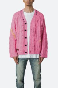 Cable Knit Cardigan Sweater - Pink sold by MNML