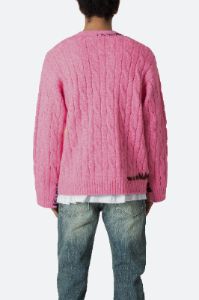 Cable Knit Cardigan Sweater - Pink sold by MNML
