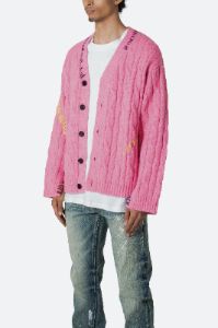 Cable Knit Cardigan Sweater - Pink sold by MNML