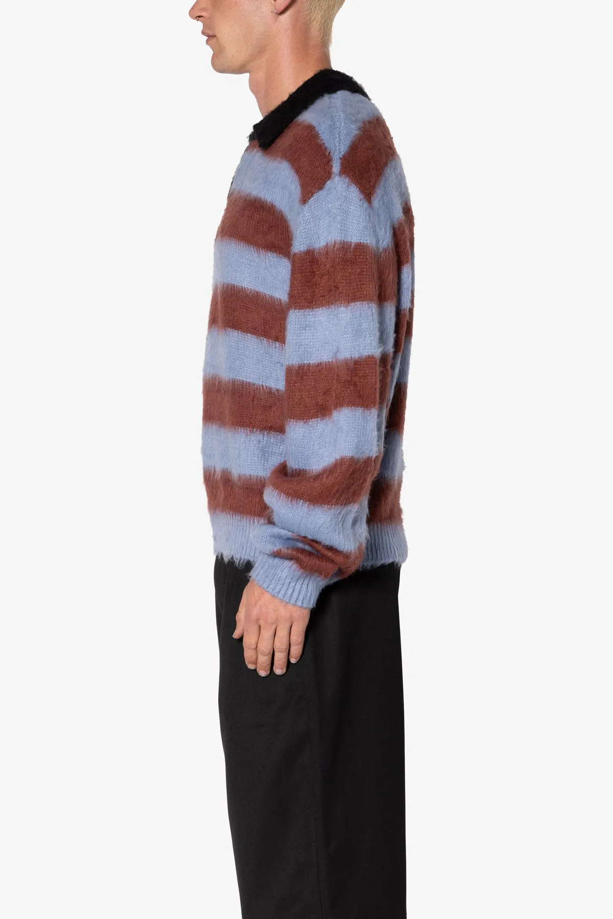Prep Stripe Fuzzy Sweater - Blue/Red sold by MNML product image thumbnail 4