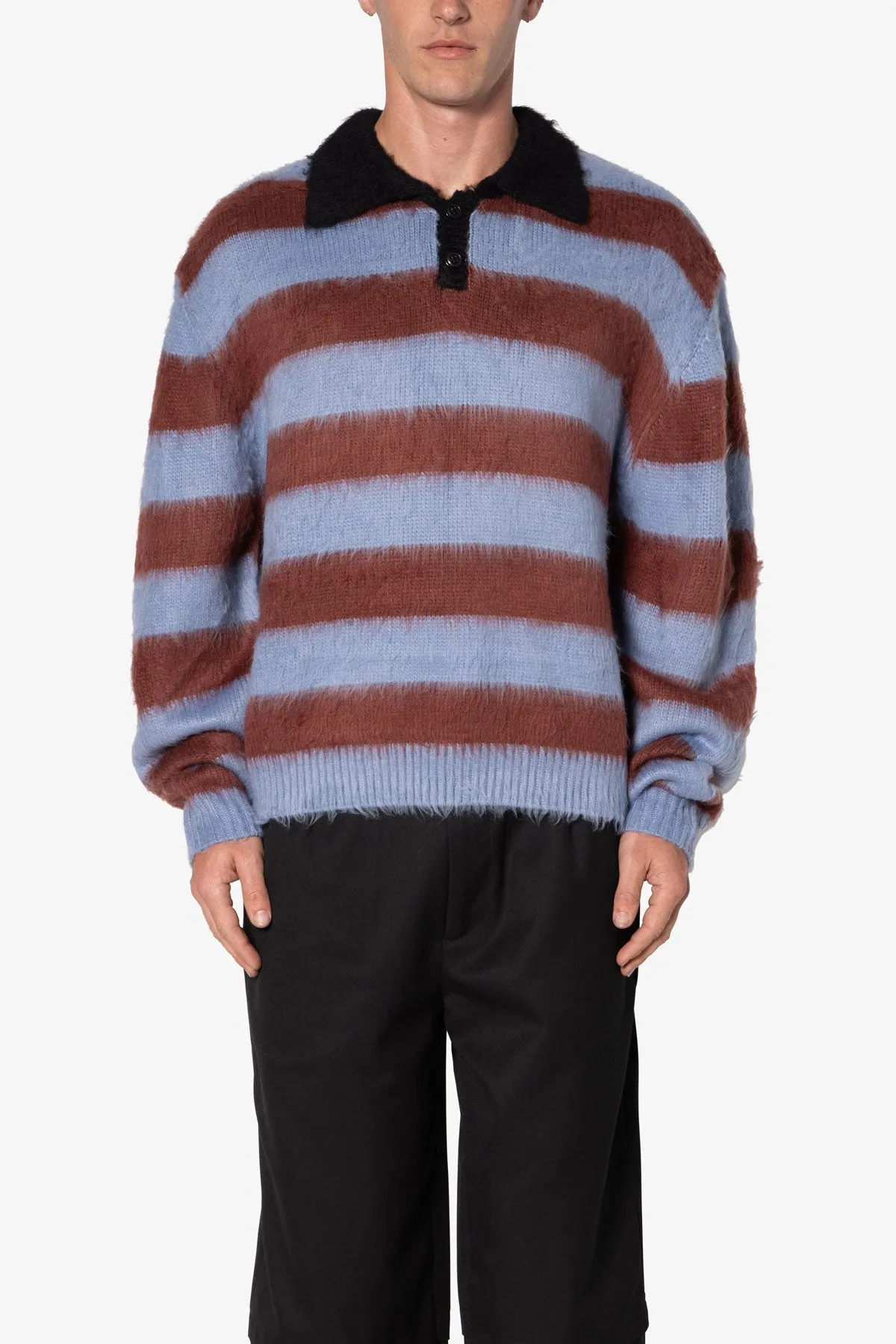 Prep Stripe Fuzzy Sweater - Blue/Red sold by MNML