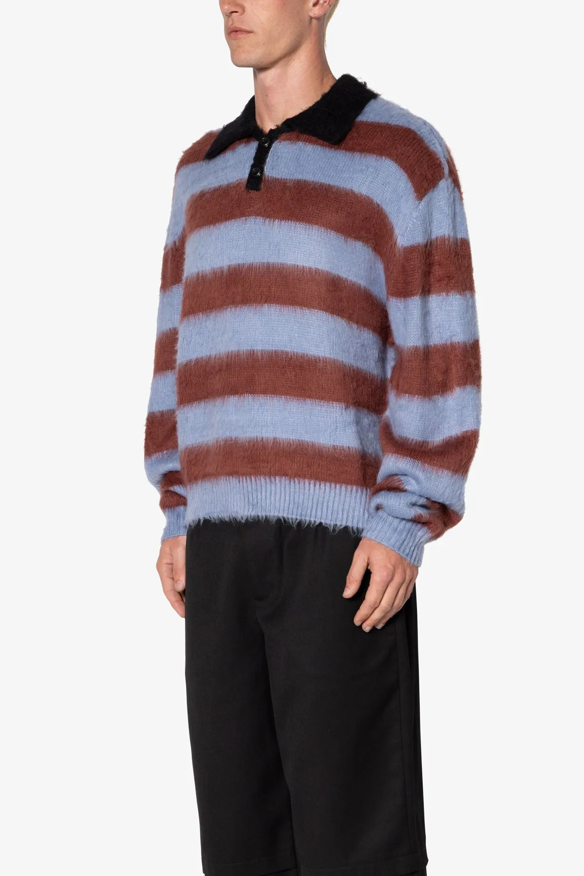 Prep Stripe Fuzzy Sweater - Blue/Red sold by MNML product image thumbnail 3