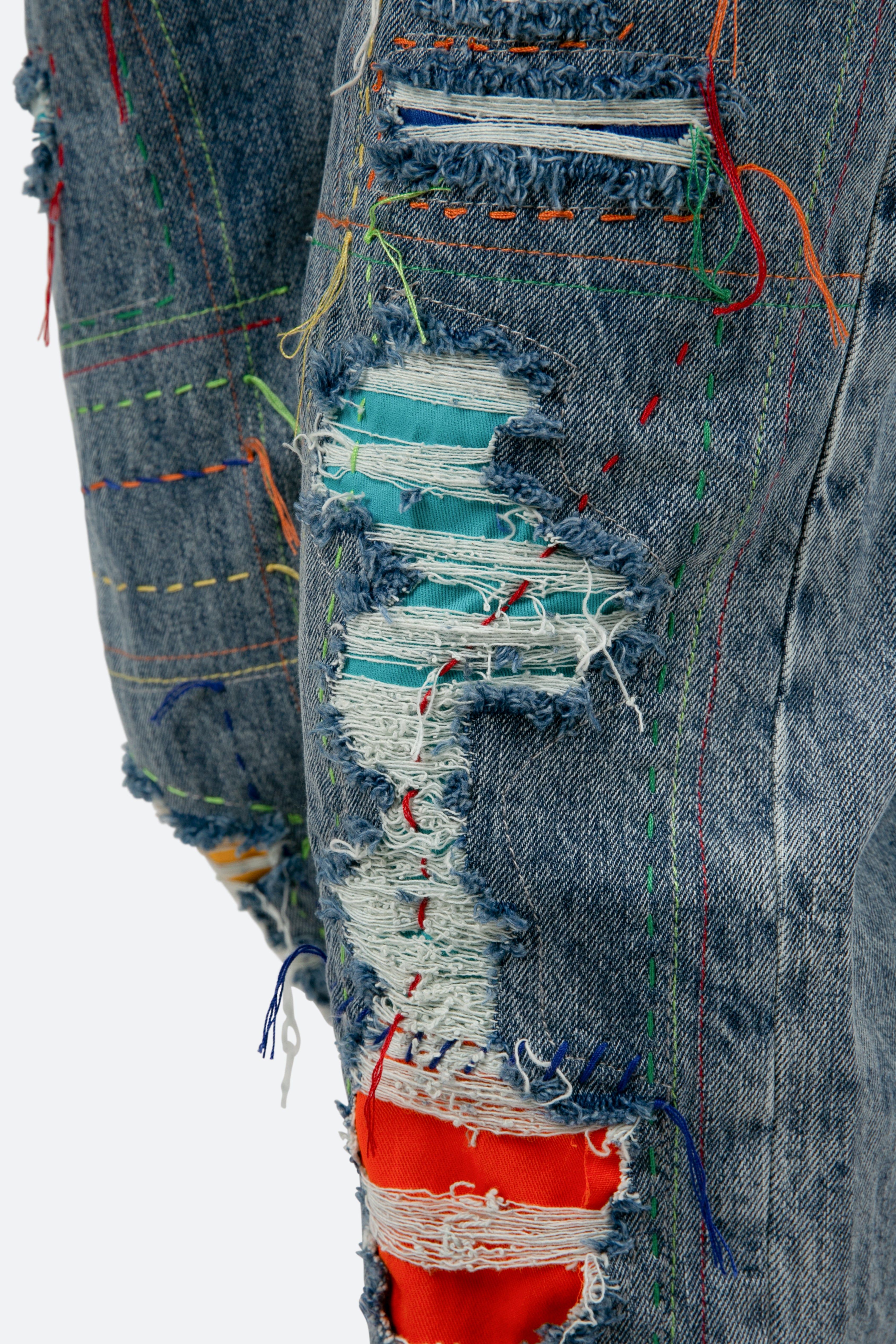 V483 Repaired Baggy Denim - Blue sold by MNML product image thumbnail 9