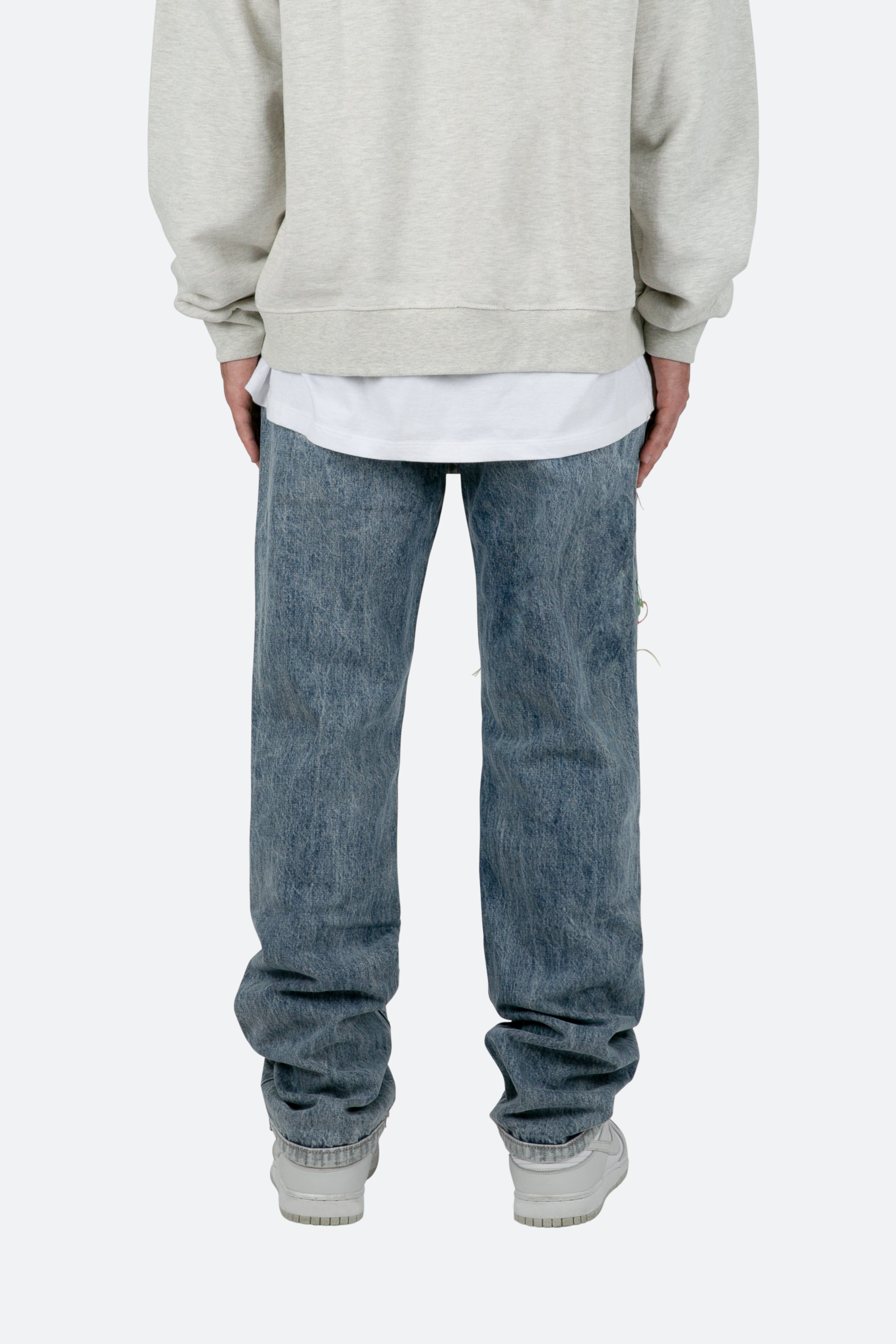V483 Repaired Baggy Denim - Blue sold by MNML product image thumbnail 5