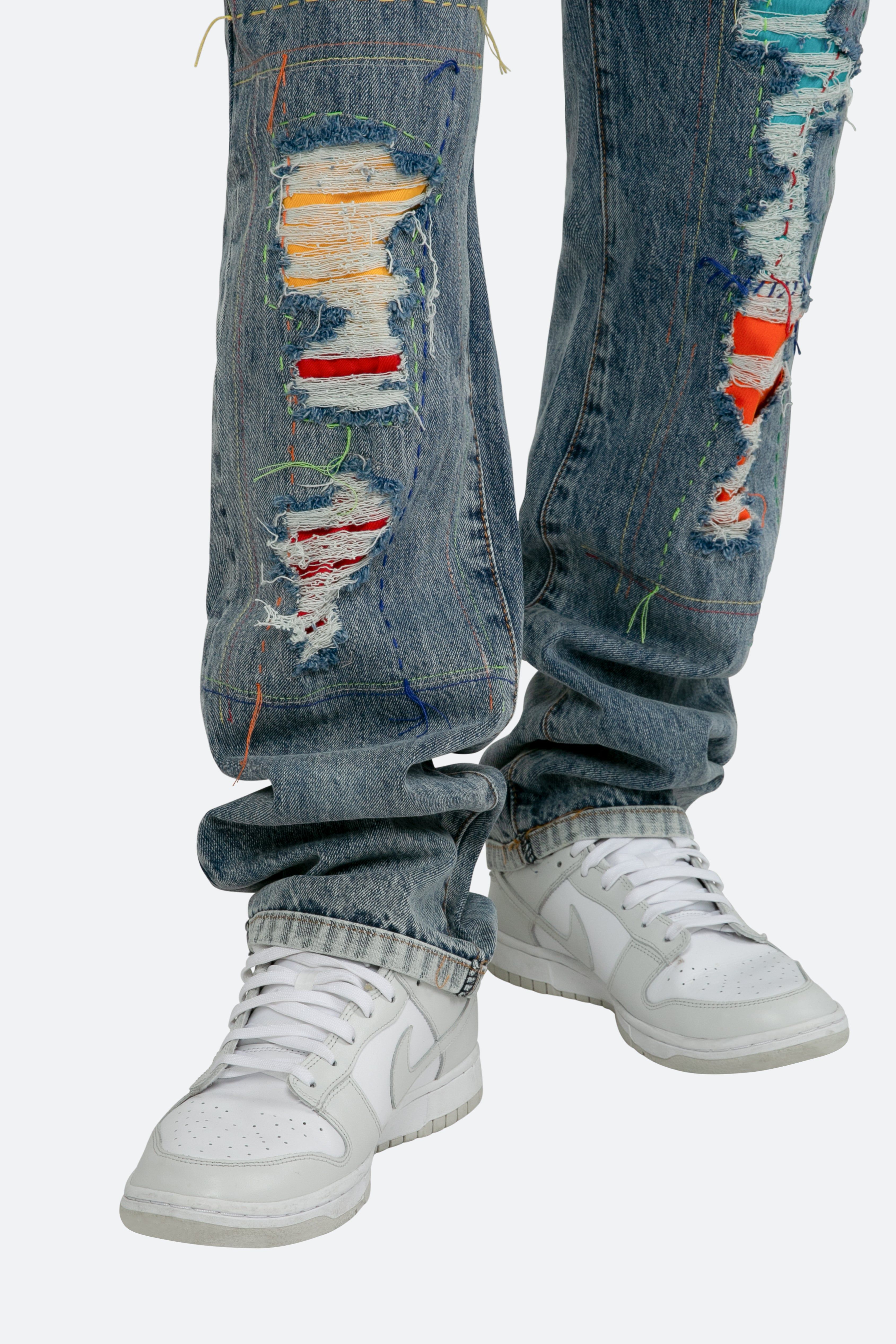 V483 Repaired Baggy Denim - Blue sold by MNML product image thumbnail 8