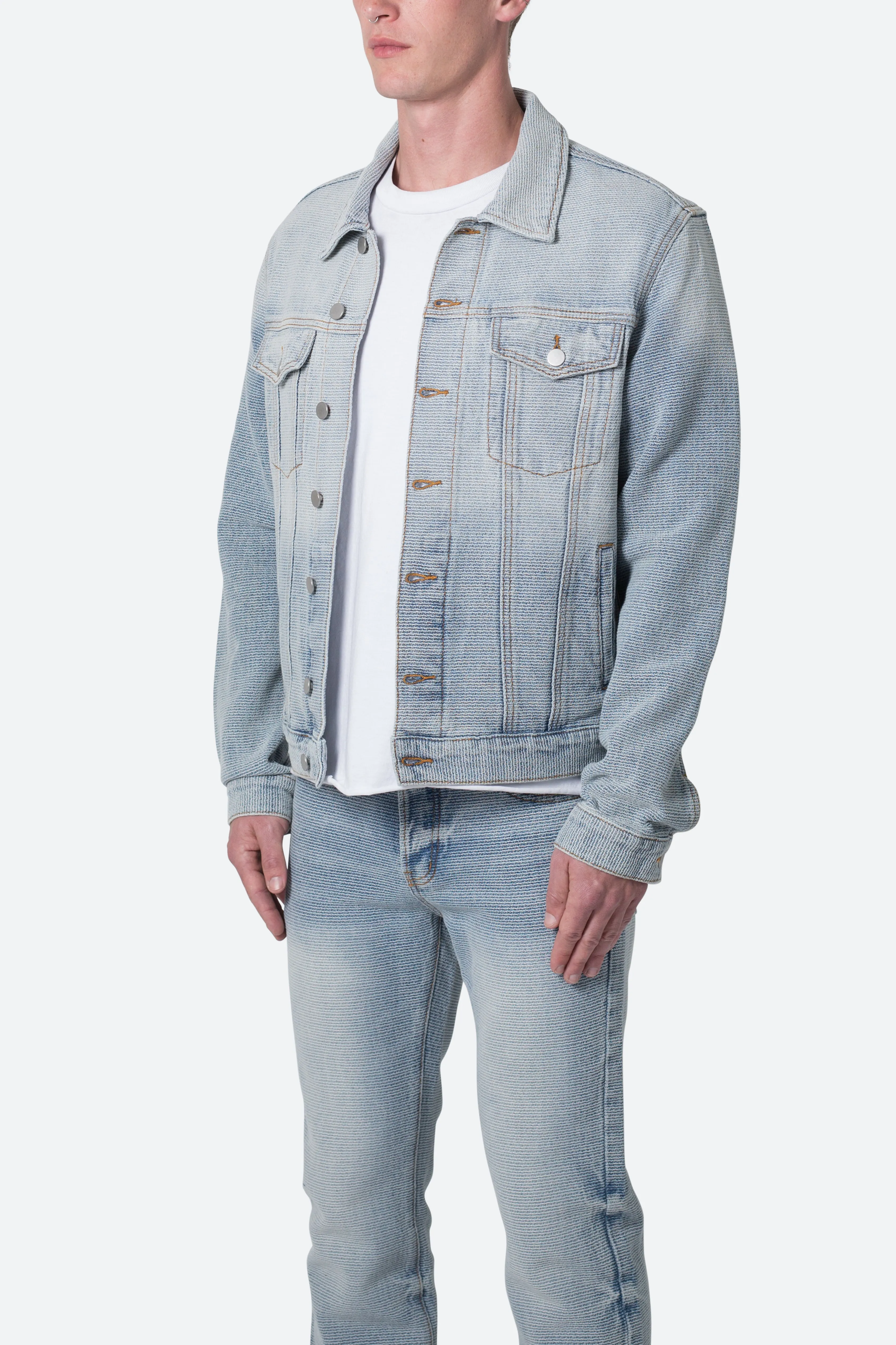 Western Crosshatch Trucker Jacket - Blue sold by MNML product image thumbnail 3
