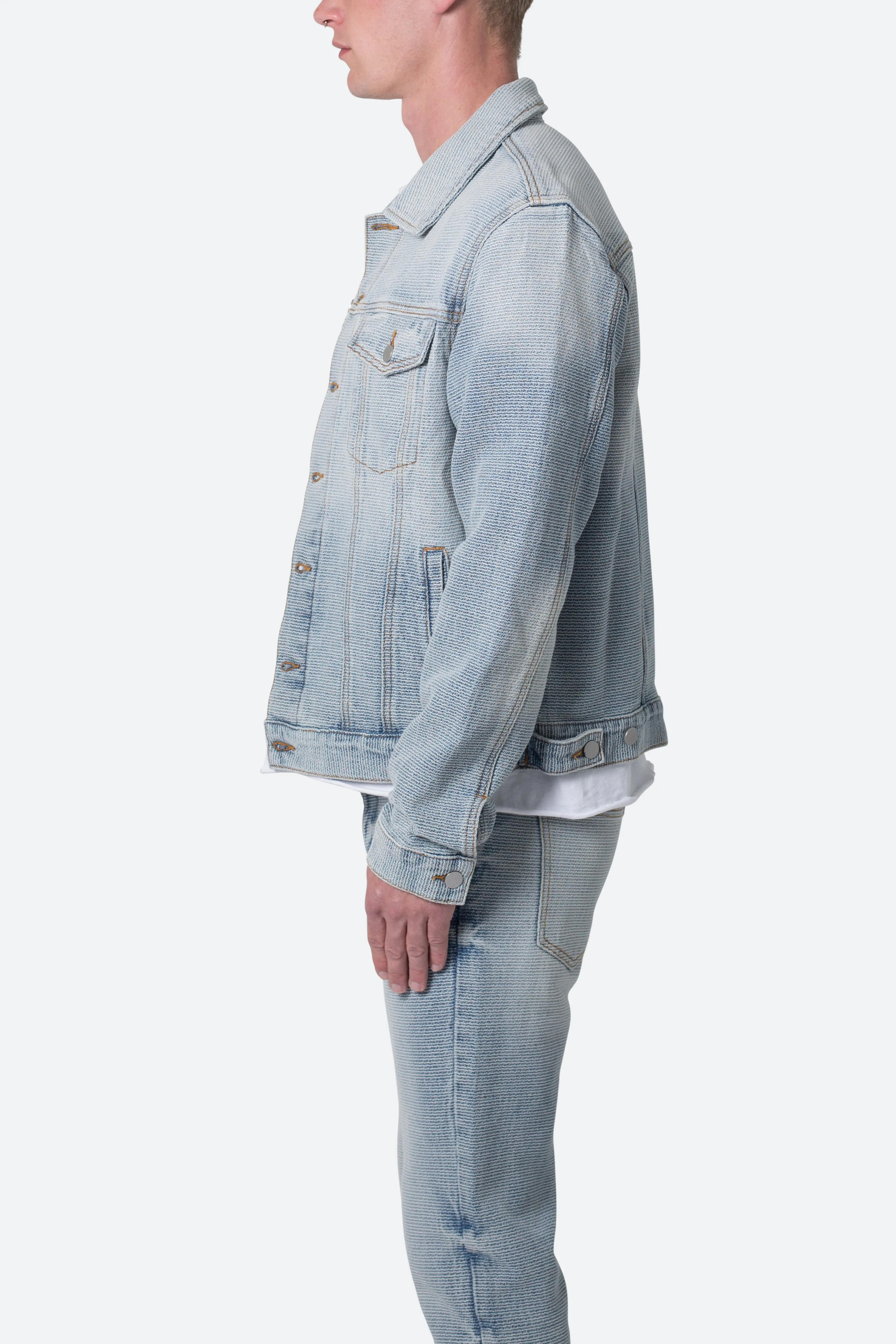 Western Crosshatch Trucker Jacket - Blue sold by MNML product image thumbnail 4