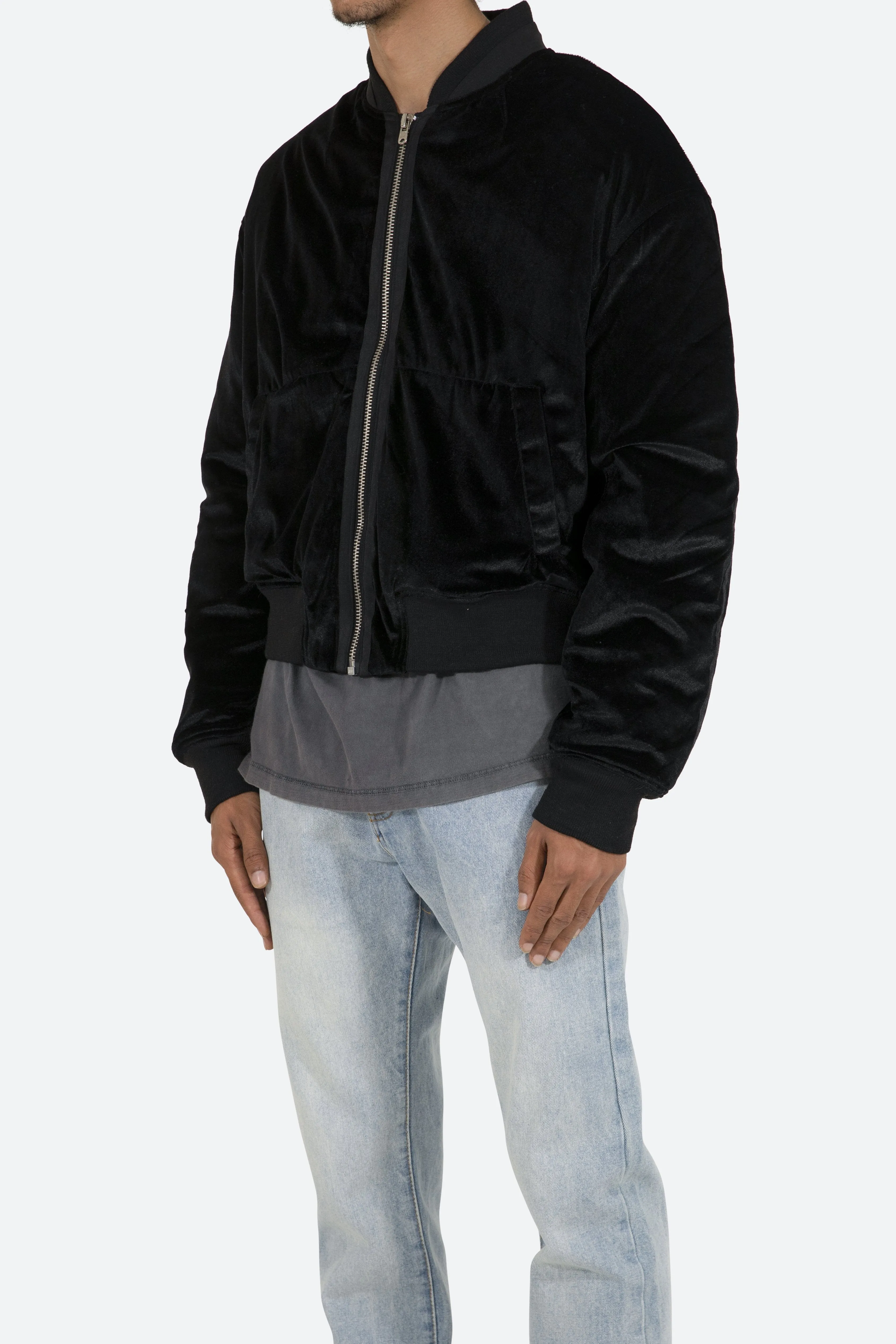 Velour Bomber Jacket - Black sold by MNML product image thumbnail 3