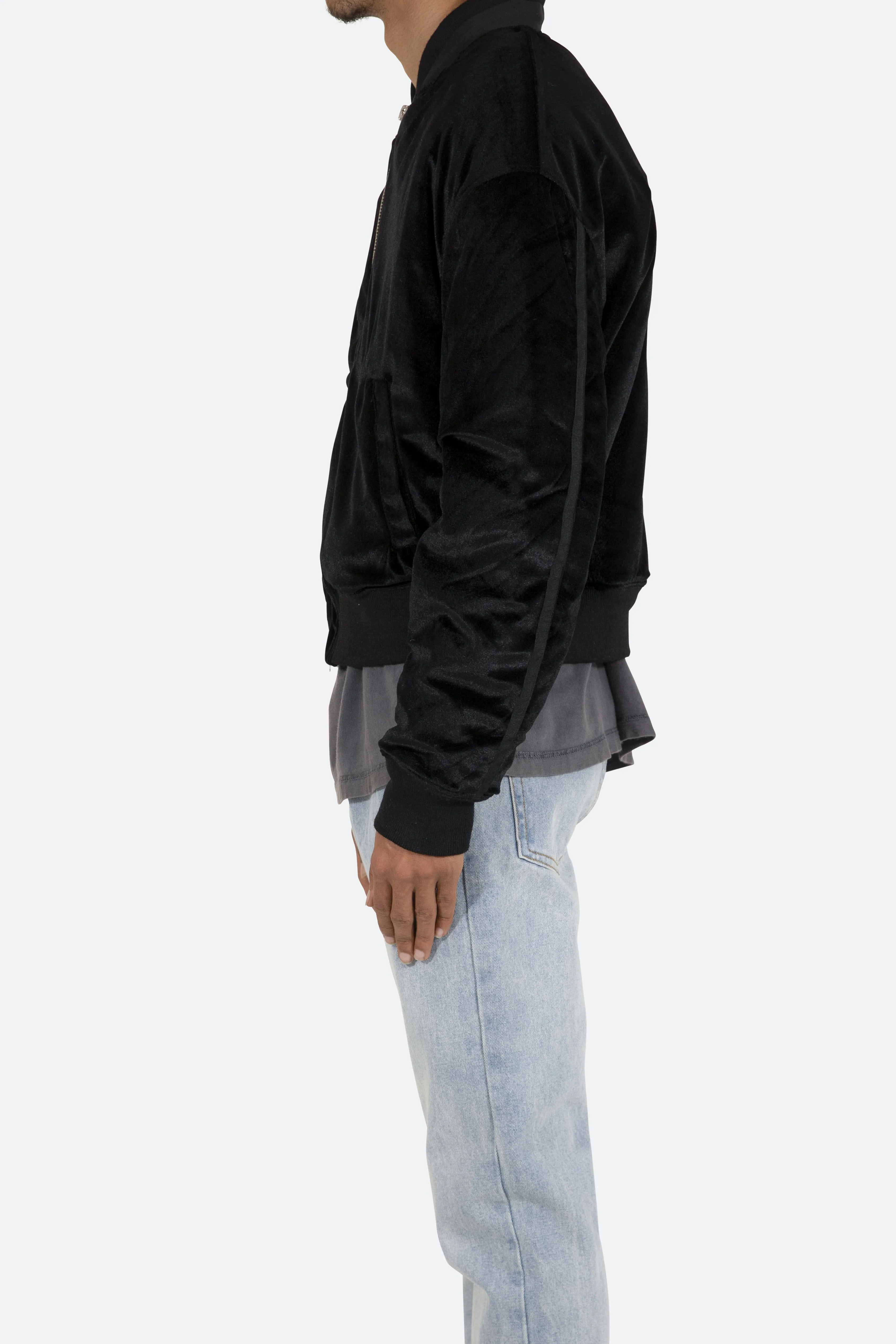 Velour Bomber Jacket - Black sold by MNML product image thumbnail 4