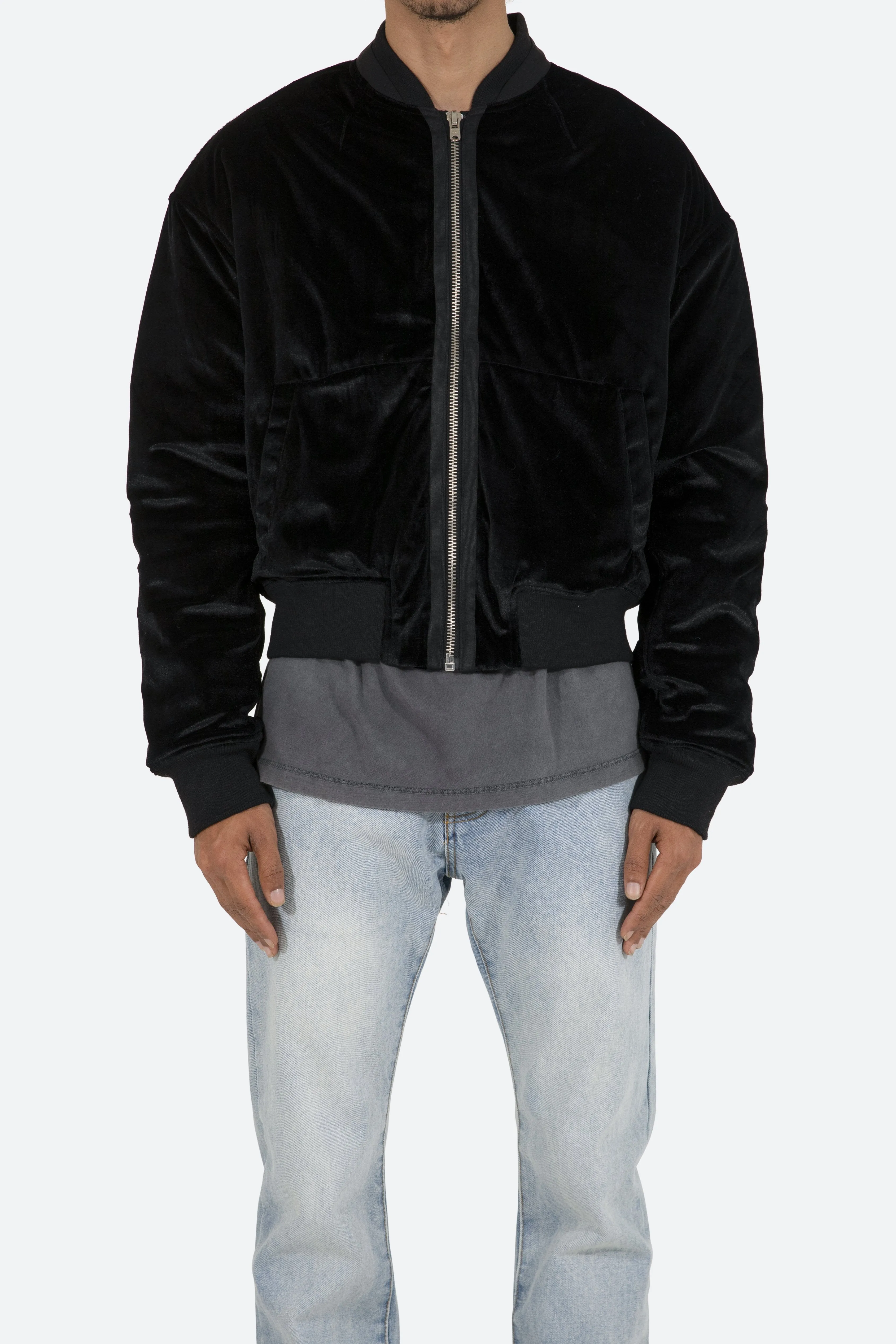 Velour Bomber Jacket - Black sold by MNML product image thumbnail 2