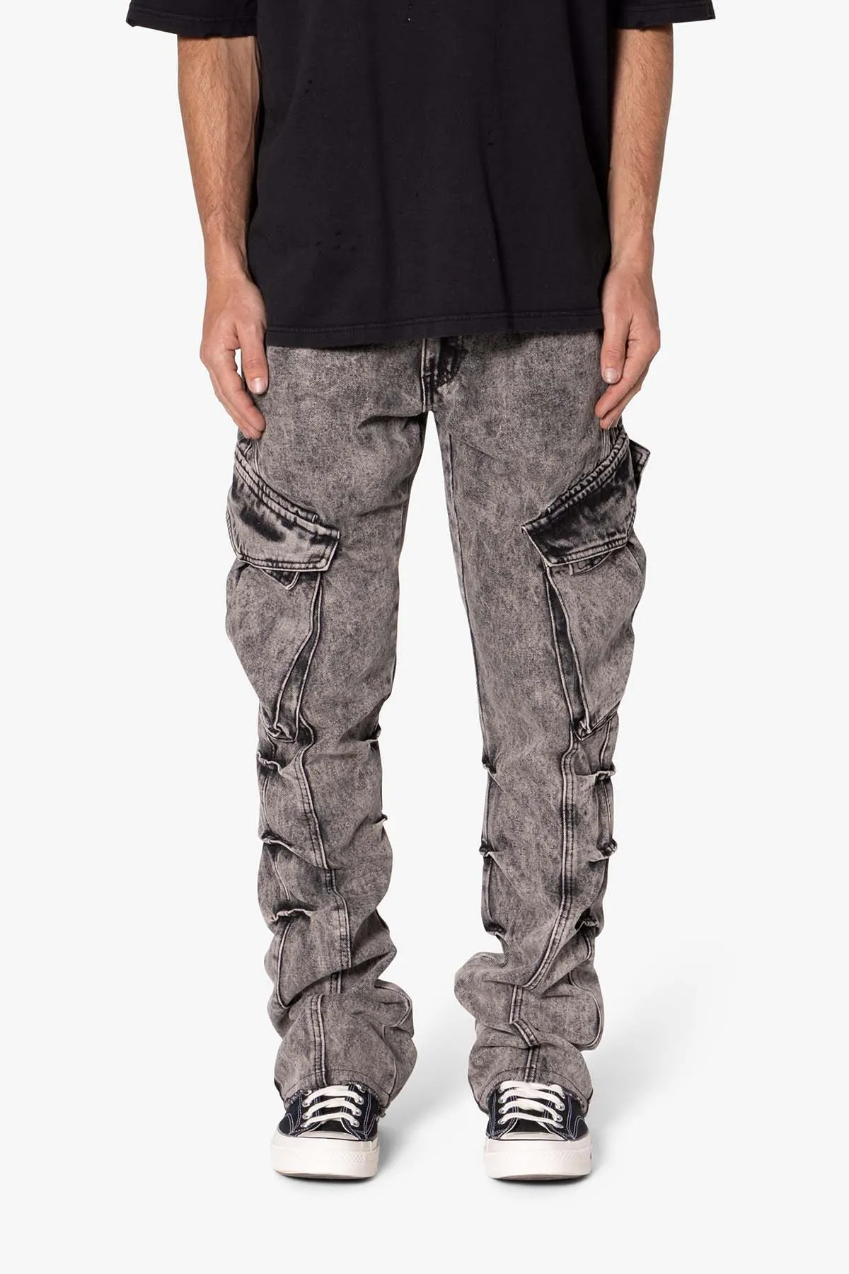 B647 Cargo Seamed Flare Denim - Grey sold by MNML product image thumbnail 2