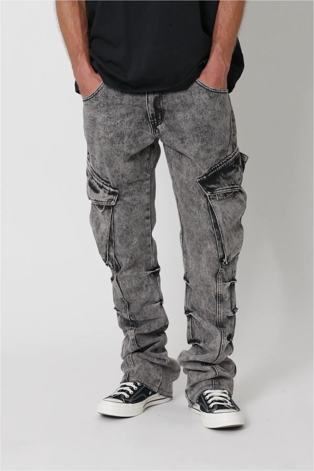 B647 Cargo Seamed Flare Denim - Grey sold by MNML product image thumbnail 3