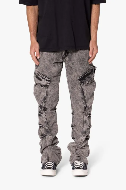 B647 Cargo Seamed Flare Denim - Grey sold by MNML