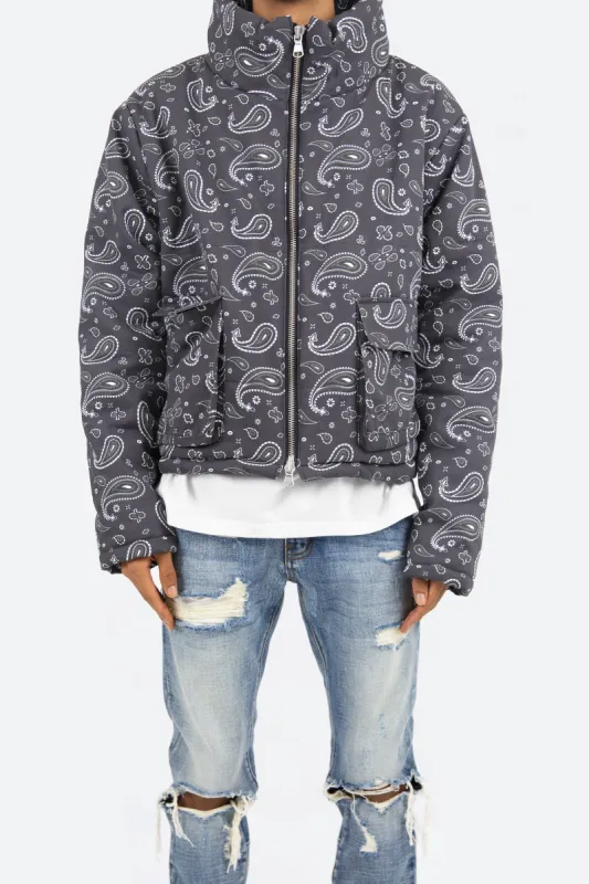 Paisley Cropped Puffer - Black sold by MNML