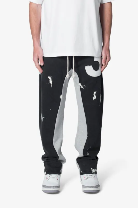 3 Patch Contrast Sweatpants - Washed Black sold by MNML