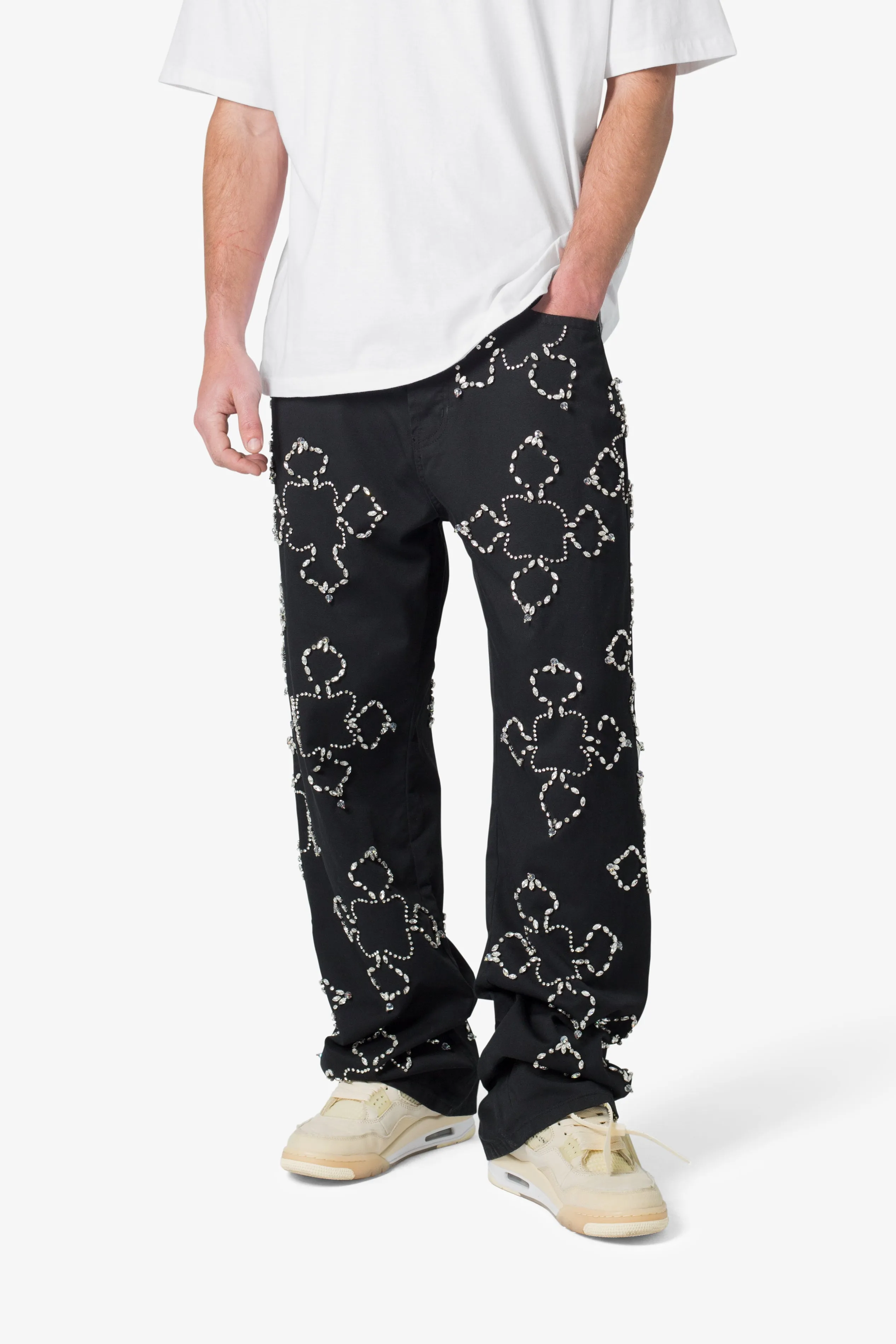 Ultra Baggy Jewel Applique Pants - Black sold by MNML product image thumbnail 2