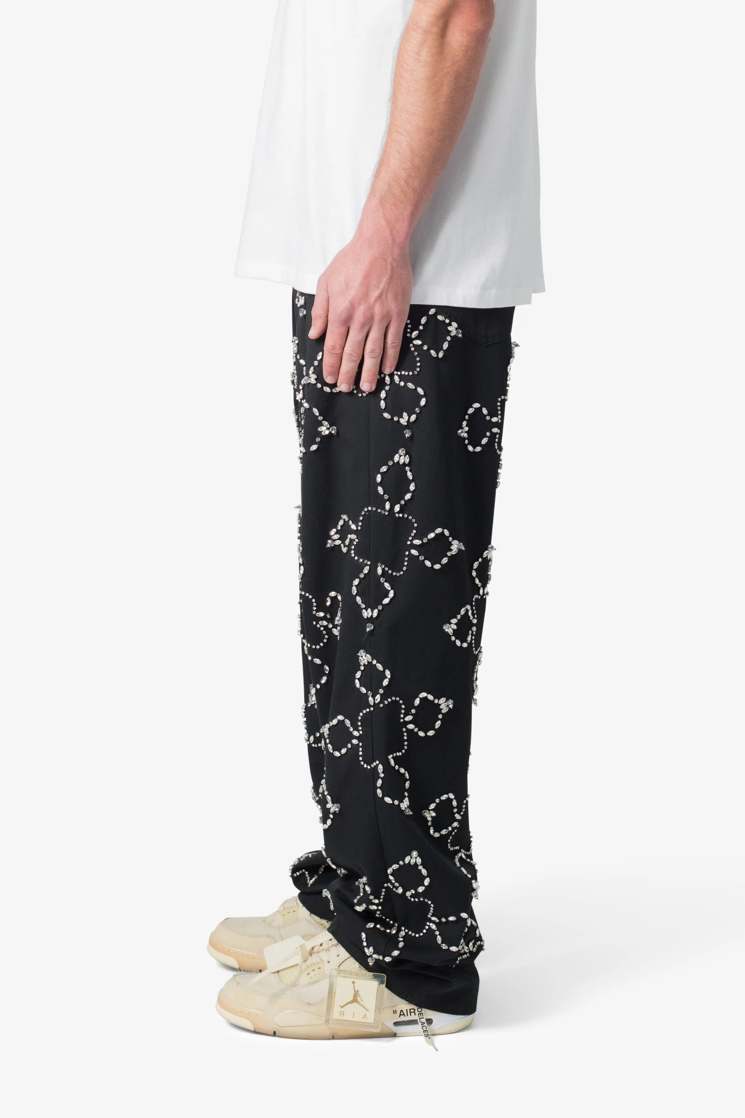 Ultra Baggy Jewel Applique Pants - Black sold by MNML product image thumbnail 5