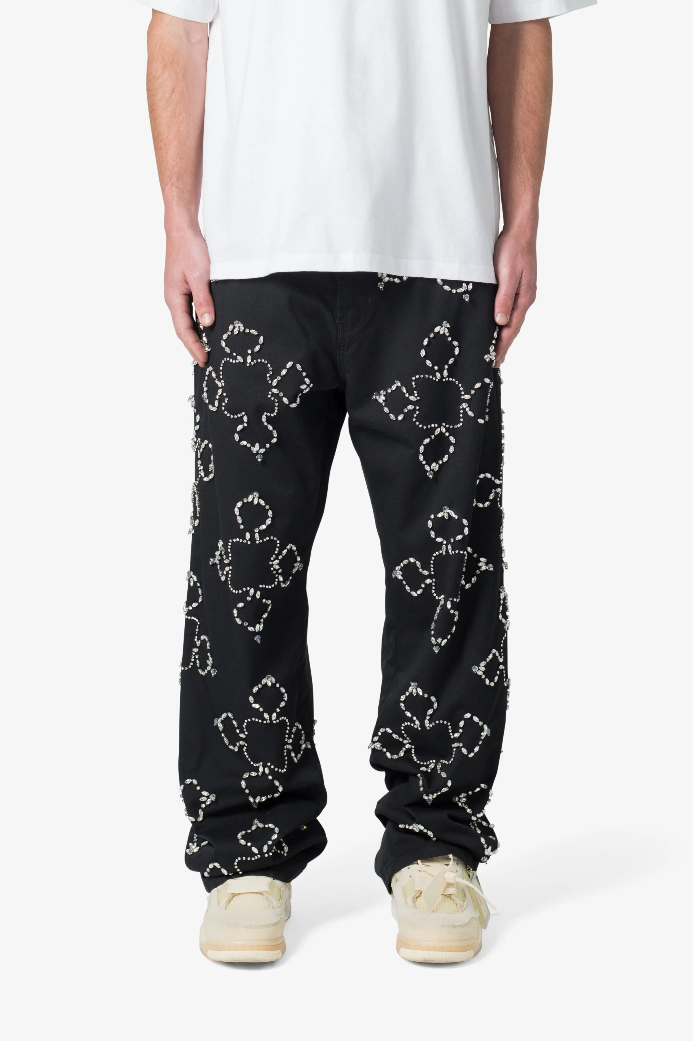 Ultra Baggy Jewel Applique Pants - Black sold by MNML product image thumbnail 3