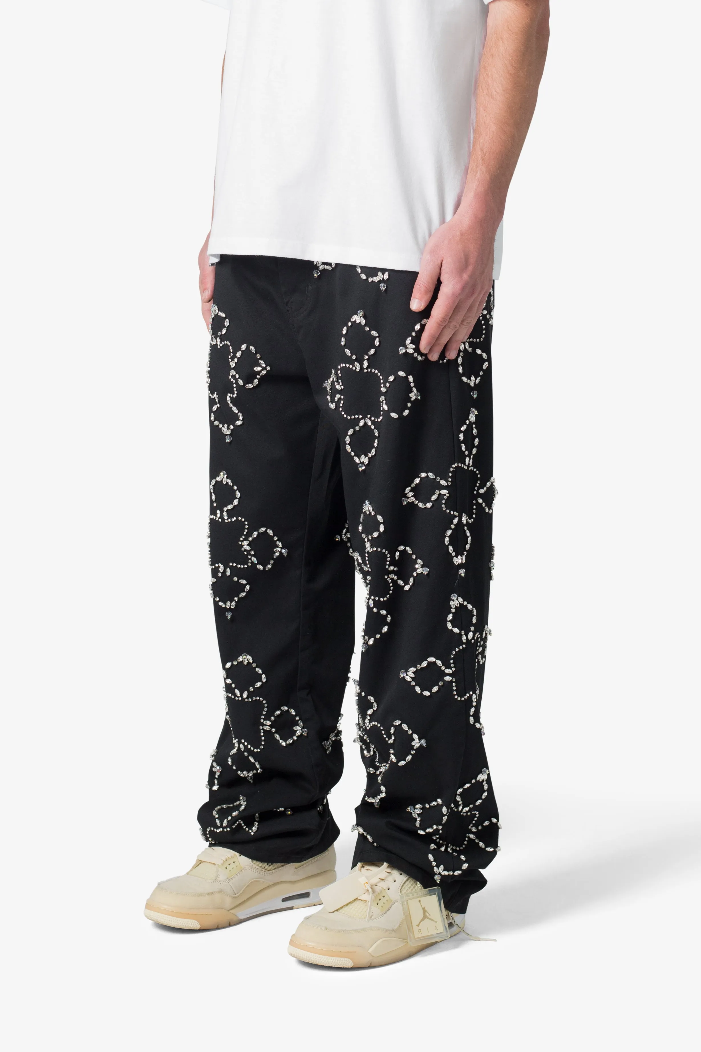 Ultra Baggy Jewel Applique Pants - Black sold by MNML product image thumbnail 4