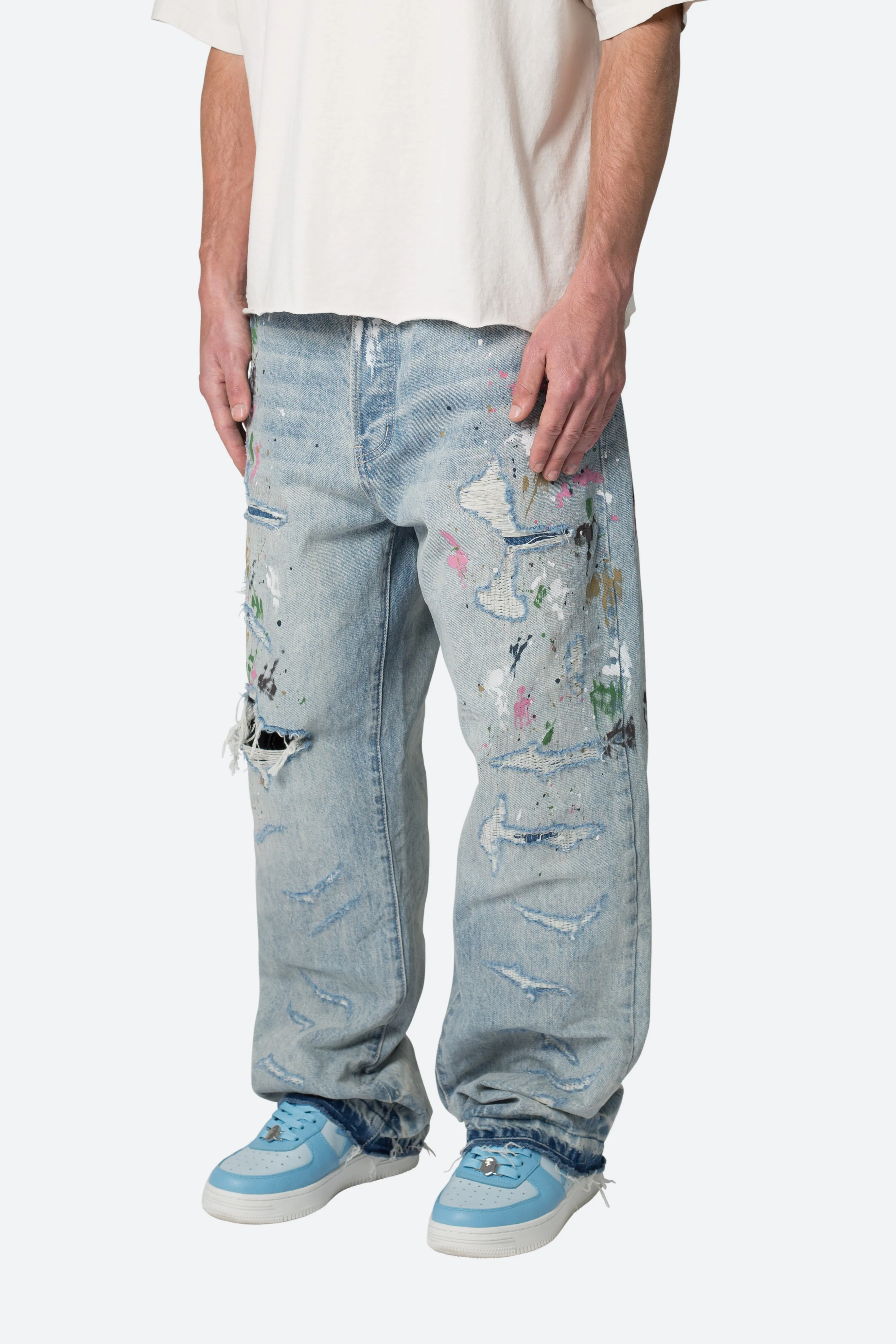 Ultra Baggy Paint Denim - Blue sold by MNML product image thumbnail 3