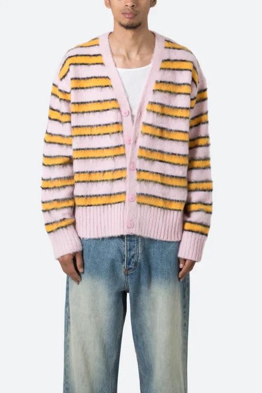 Striped Mohair Cardigan Sweater - Pink sold by MNML