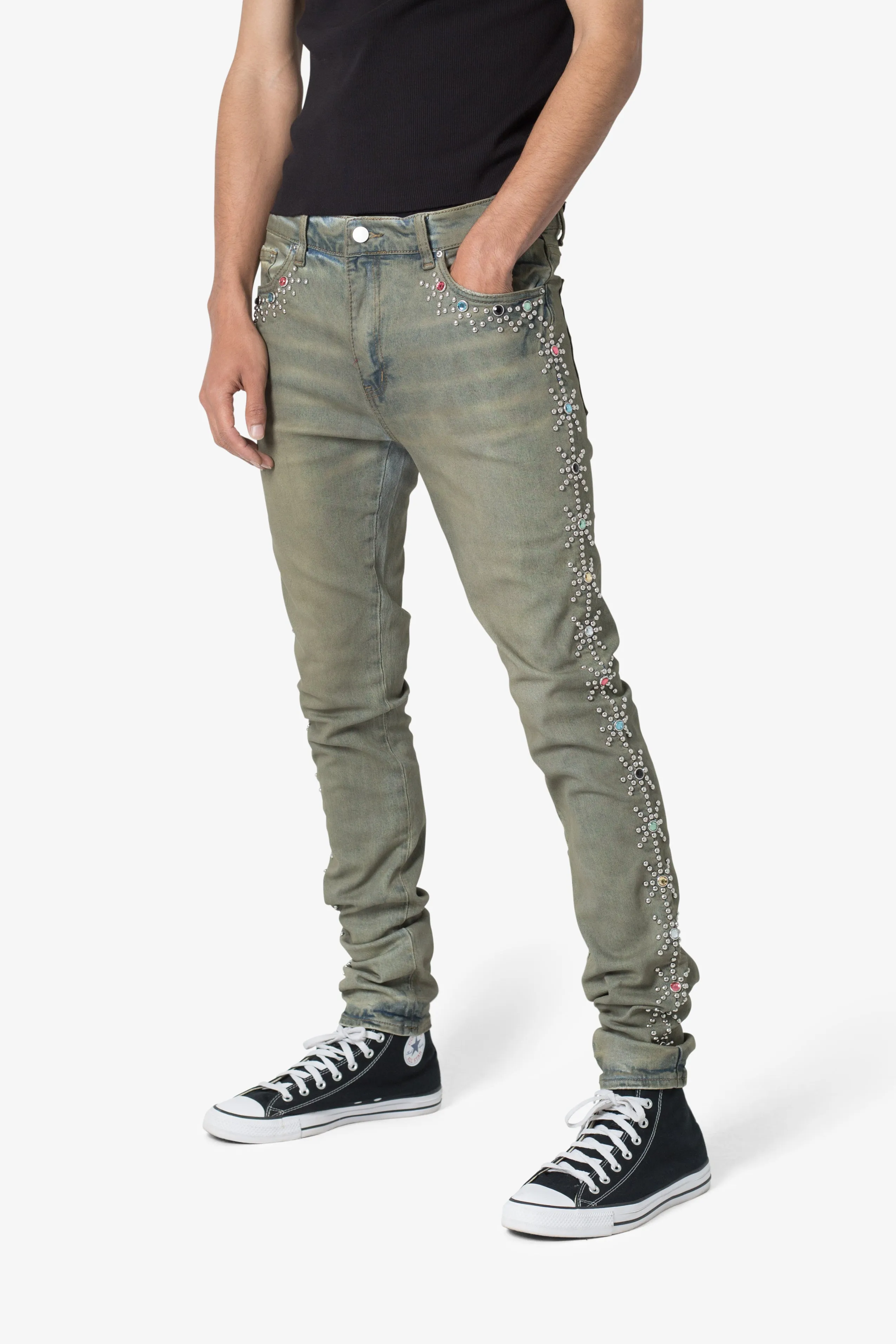 X620 Studded Skinny Denim - Blue sold by MNML product image thumbnail 2
