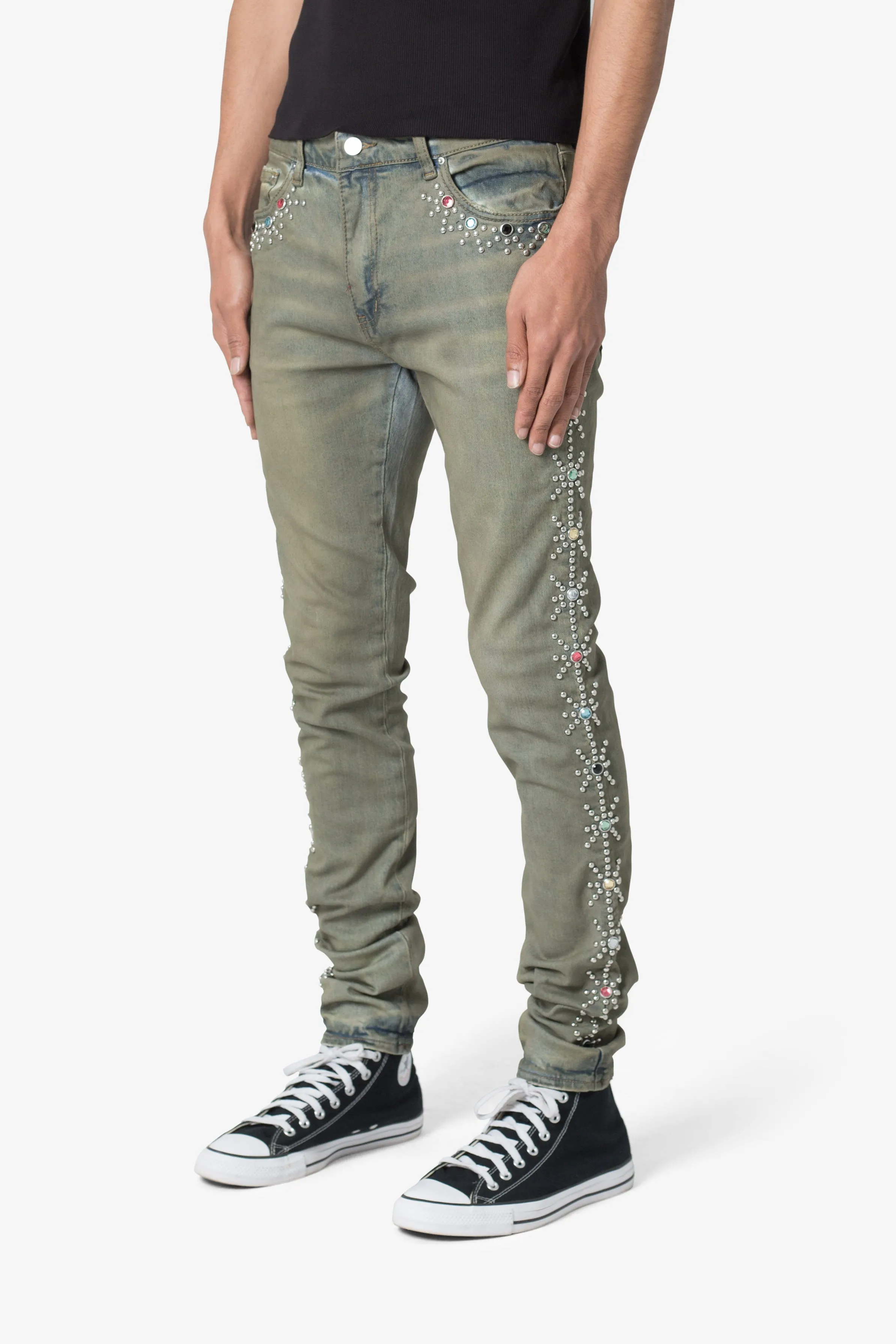 X620 Studded Skinny Denim - Blue sold by MNML product image thumbnail 4