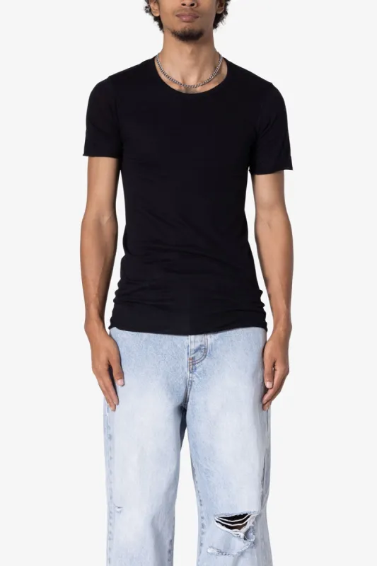 Sheer Knit Bias Cut Tee - Black sold by MNML