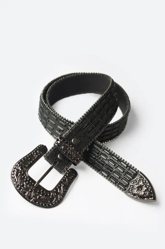 Mirrored Studded Belt - Black sold by MNML
