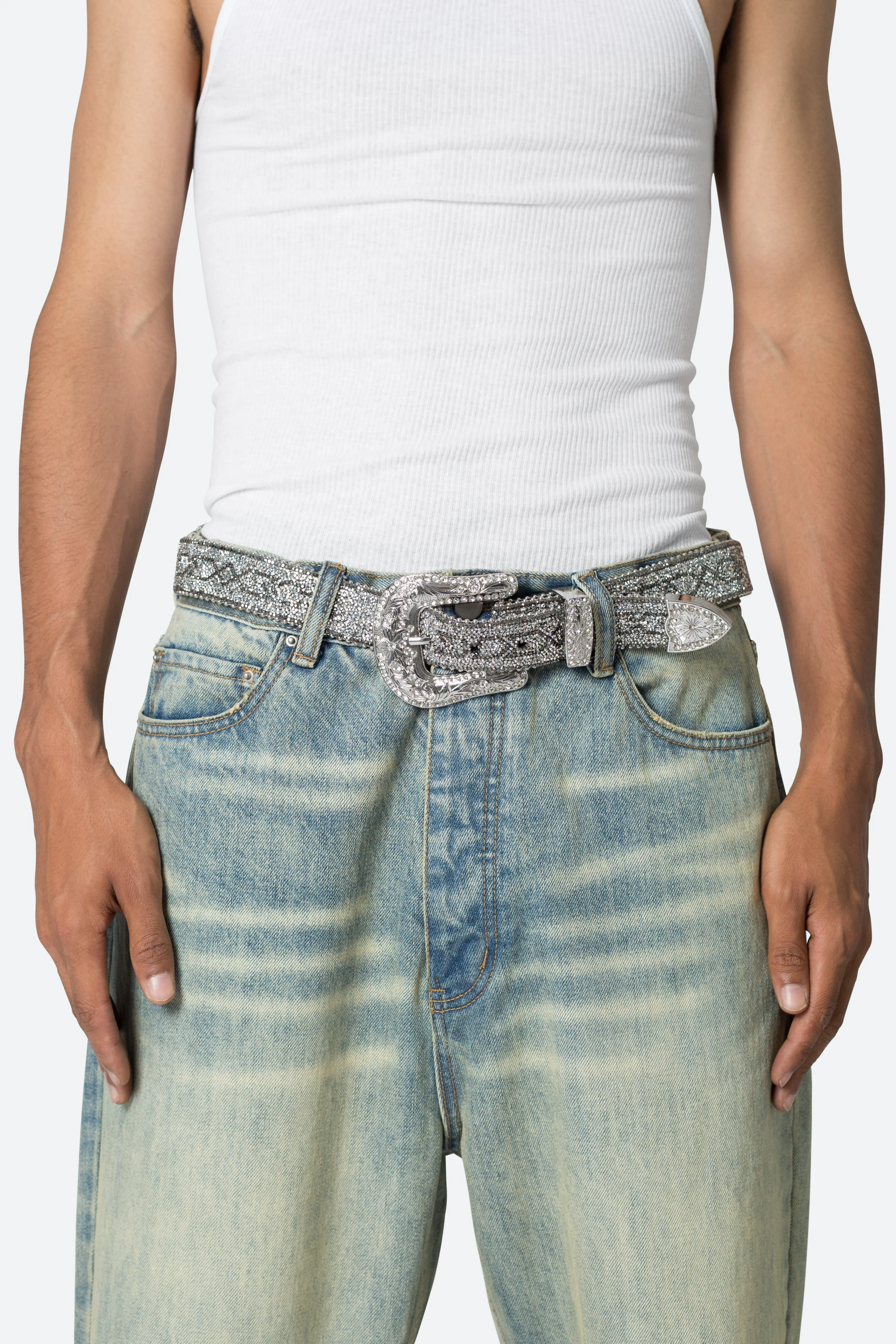 Chevron Caviar Belt - SIlver sold by MNML product image thumbnail 4