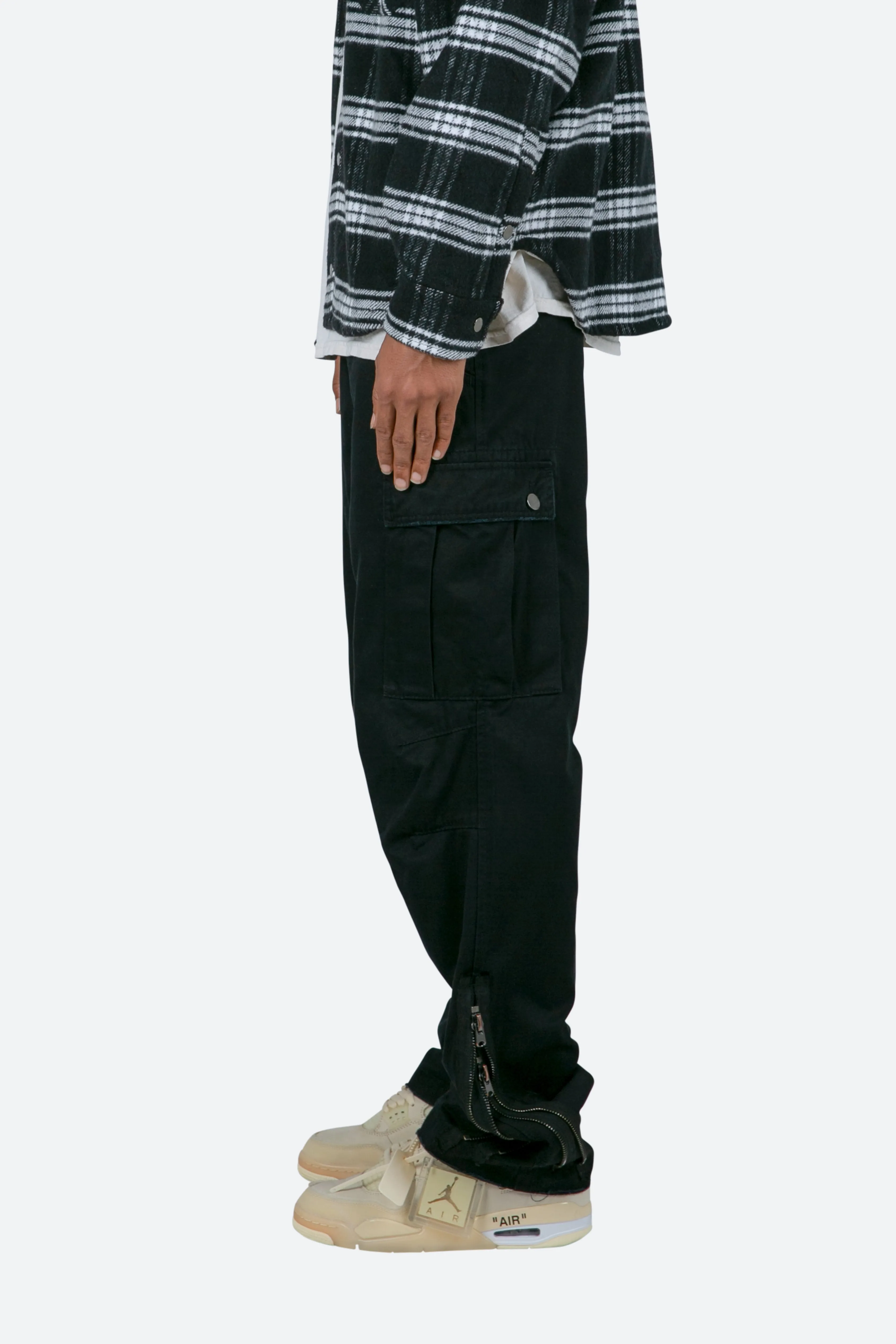 Zipper Denim Cargo Pants - Black sold by MNML product image thumbnail 5
