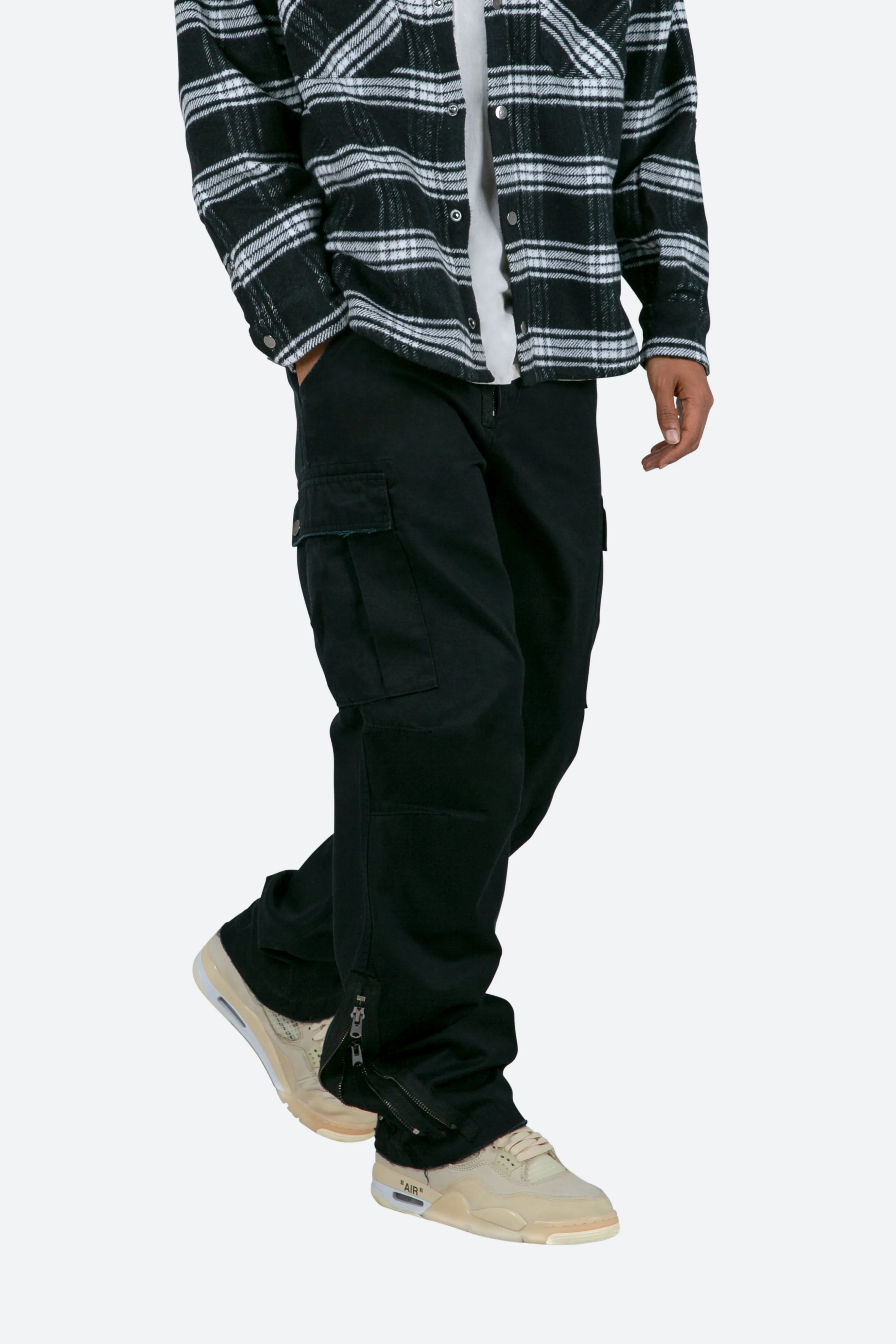 Zipper Denim Cargo Pants - Black sold by MNML product image thumbnail 2