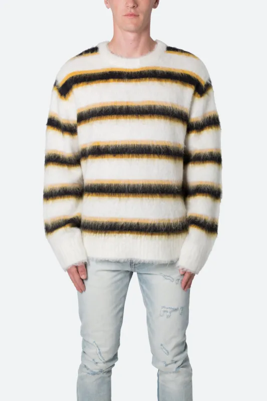 Striped Mohair Sweater - White sold by MNML