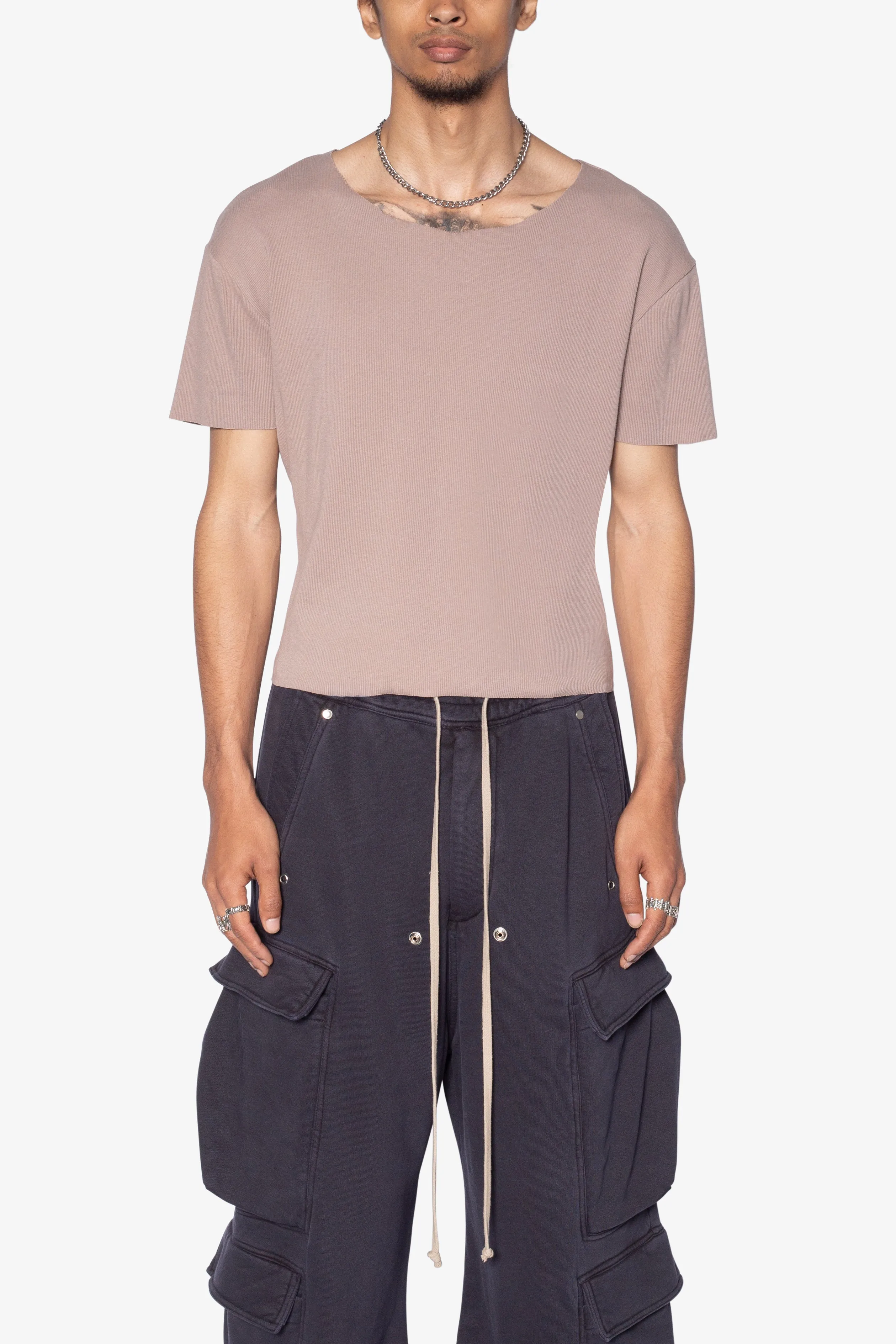 Fitted Ribbed Tee - Mauve sold by MNML product image thumbnail 2