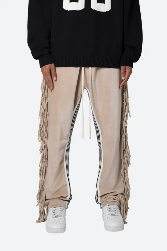 Fringe Velour Sweatpants - Dust sold by MNML