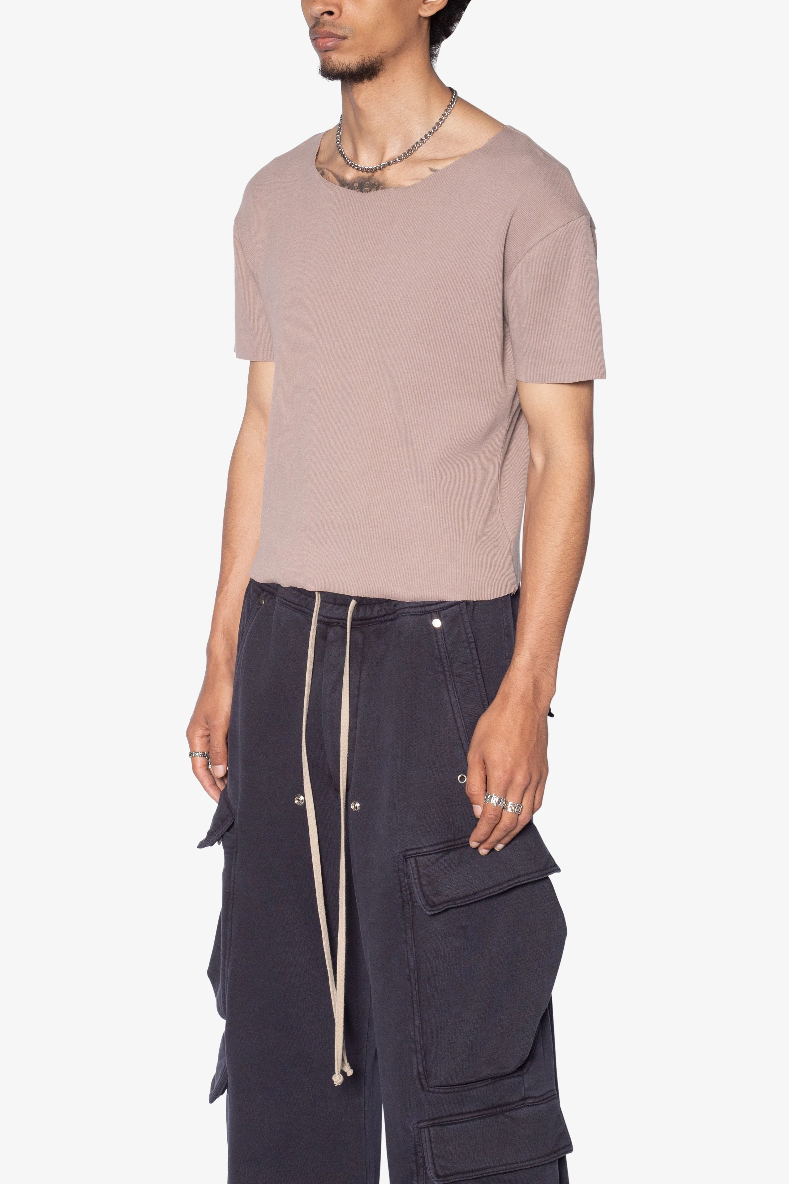 Fitted Ribbed Tee - Mauve sold by MNML product image thumbnail 3