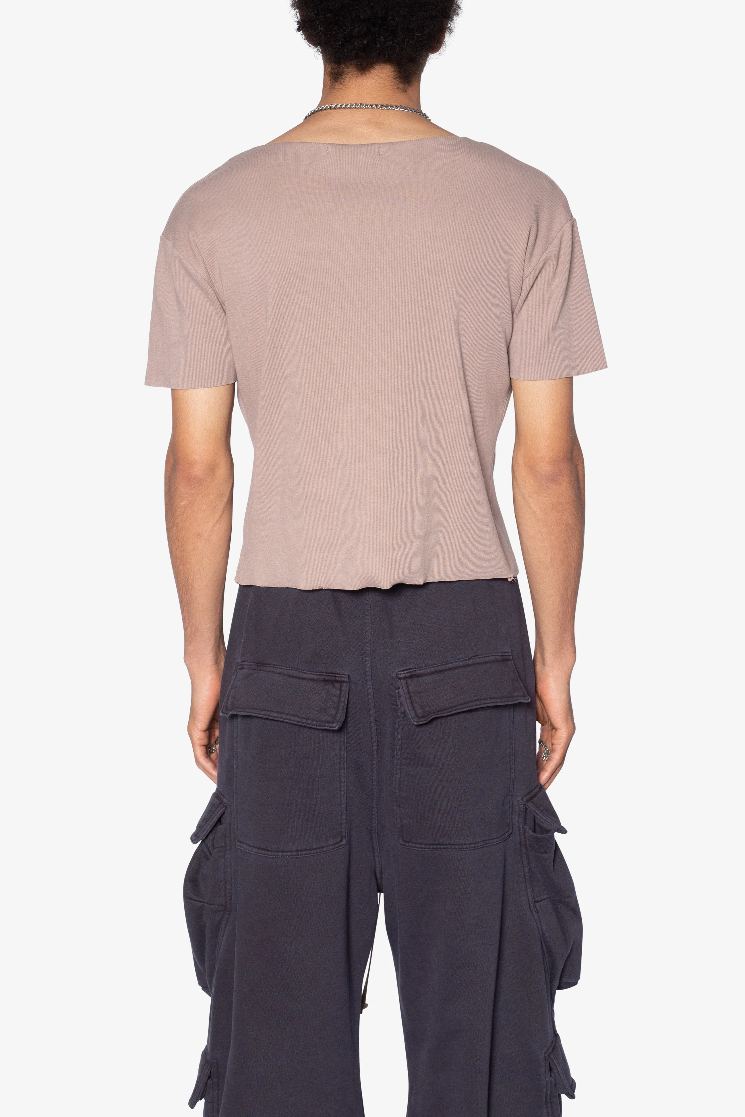 Fitted Ribbed Tee - Mauve sold by MNML product image thumbnail 5