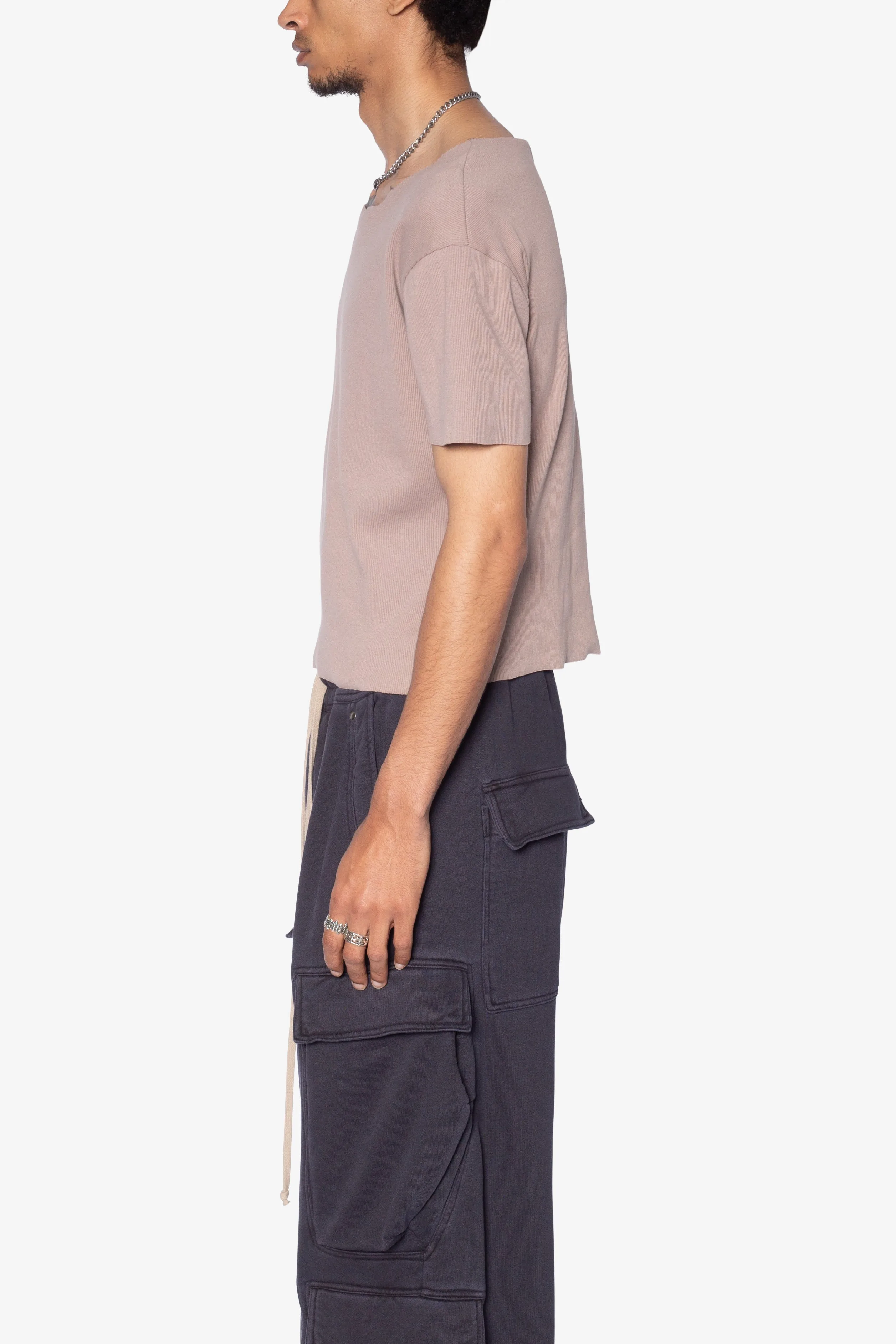 Fitted Ribbed Tee - Mauve sold by MNML product image thumbnail 4