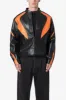 Cropped Leather Race Jacket - Black/Orange sold by MNML