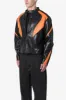 Cropped Leather Race Jacket - Black/Orange sold by MNML