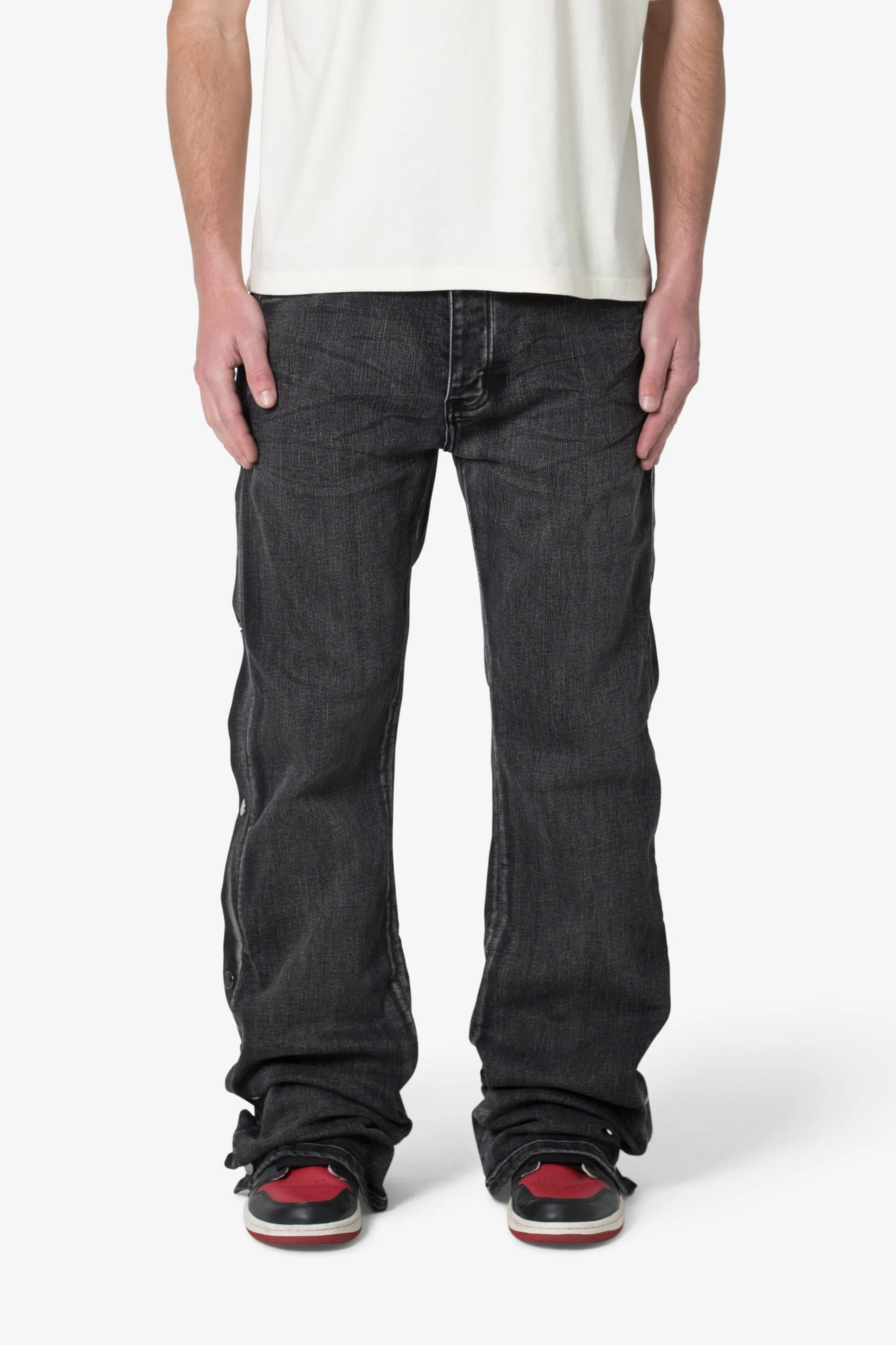 Snap Baggy Flare Denim - Black sold by MNML product image thumbnail 3