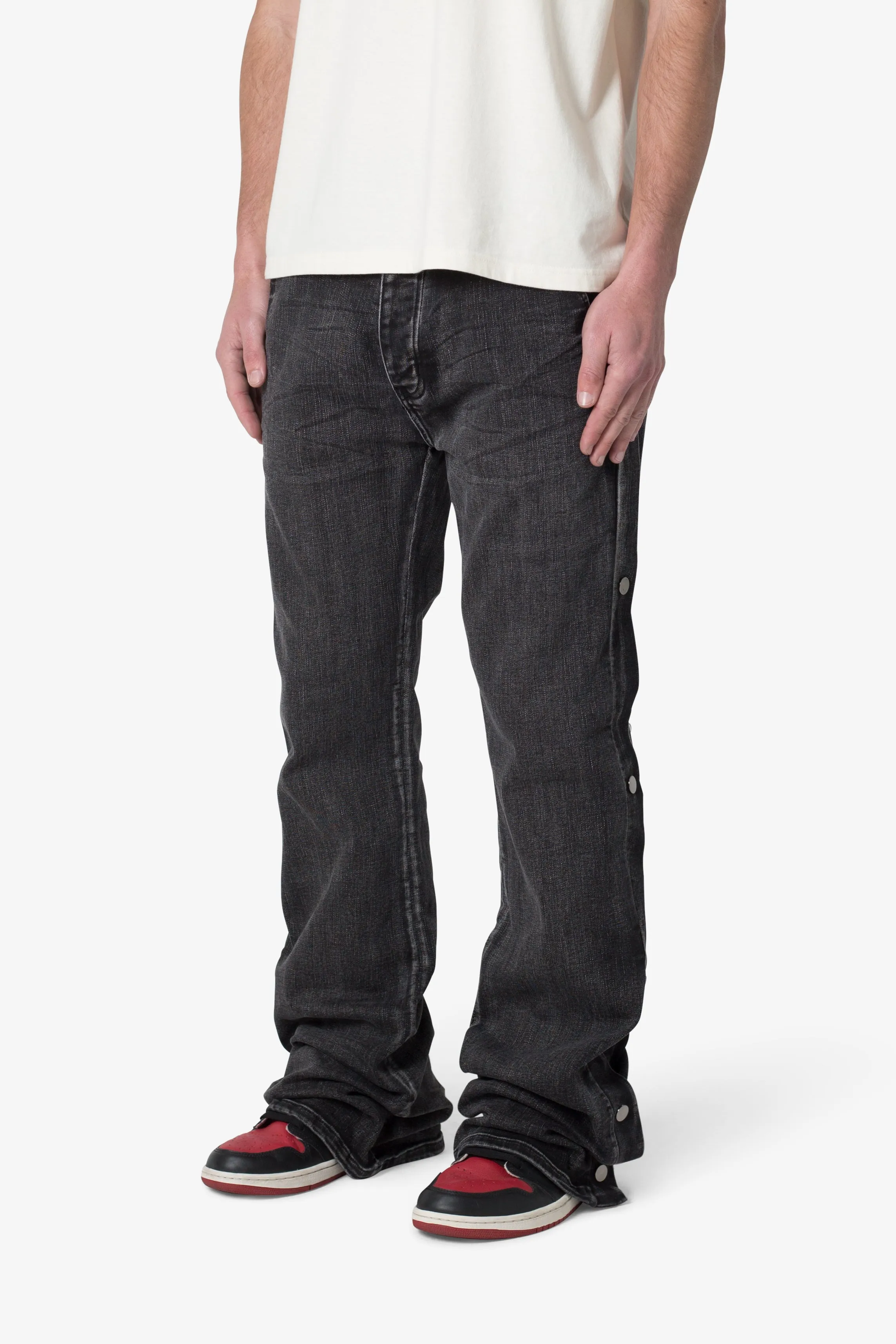 Snap Baggy Flare Denim - Black sold by MNML product image thumbnail 4