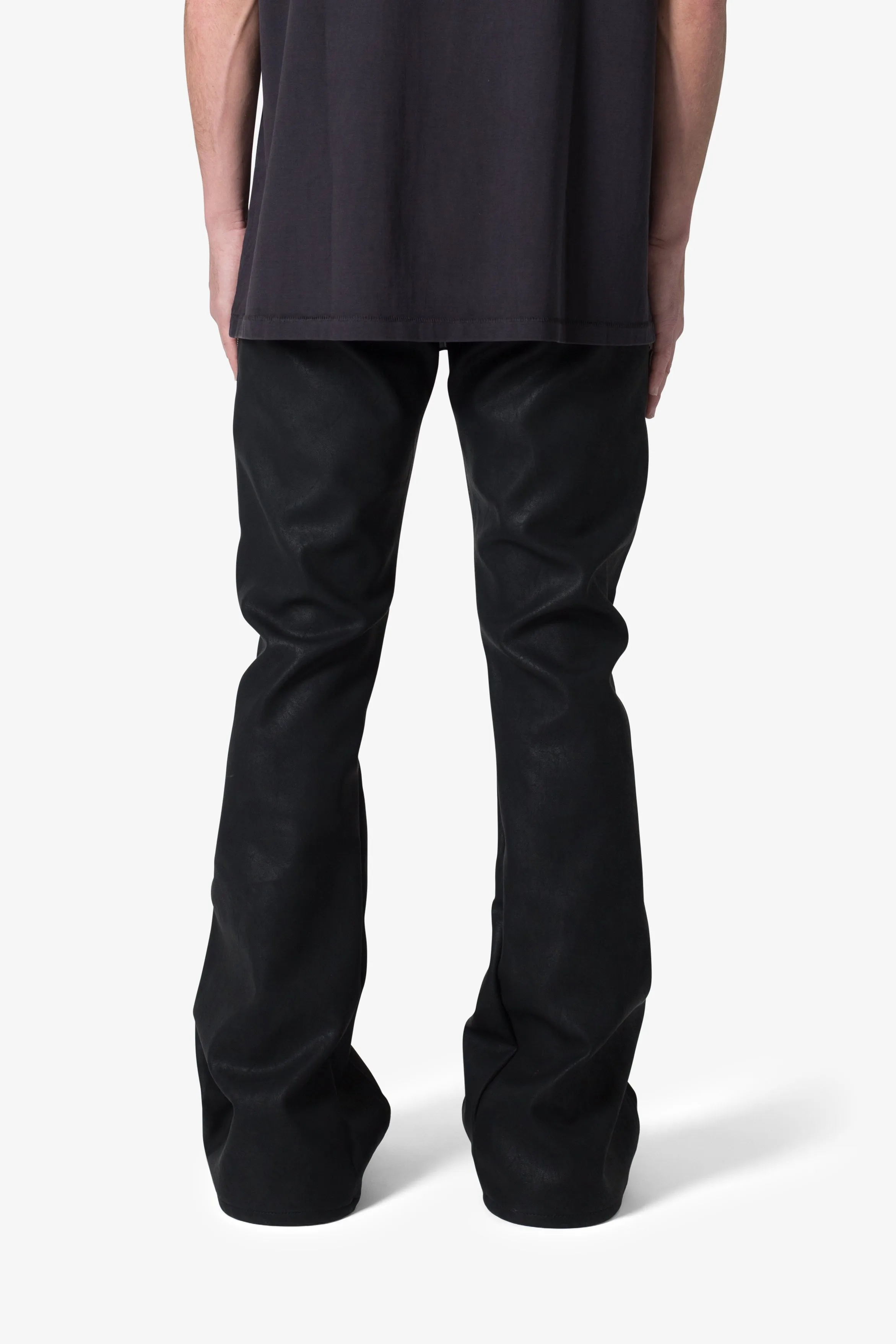 MNML D519 Leather Zipper Flare Pants - Black | Parallel