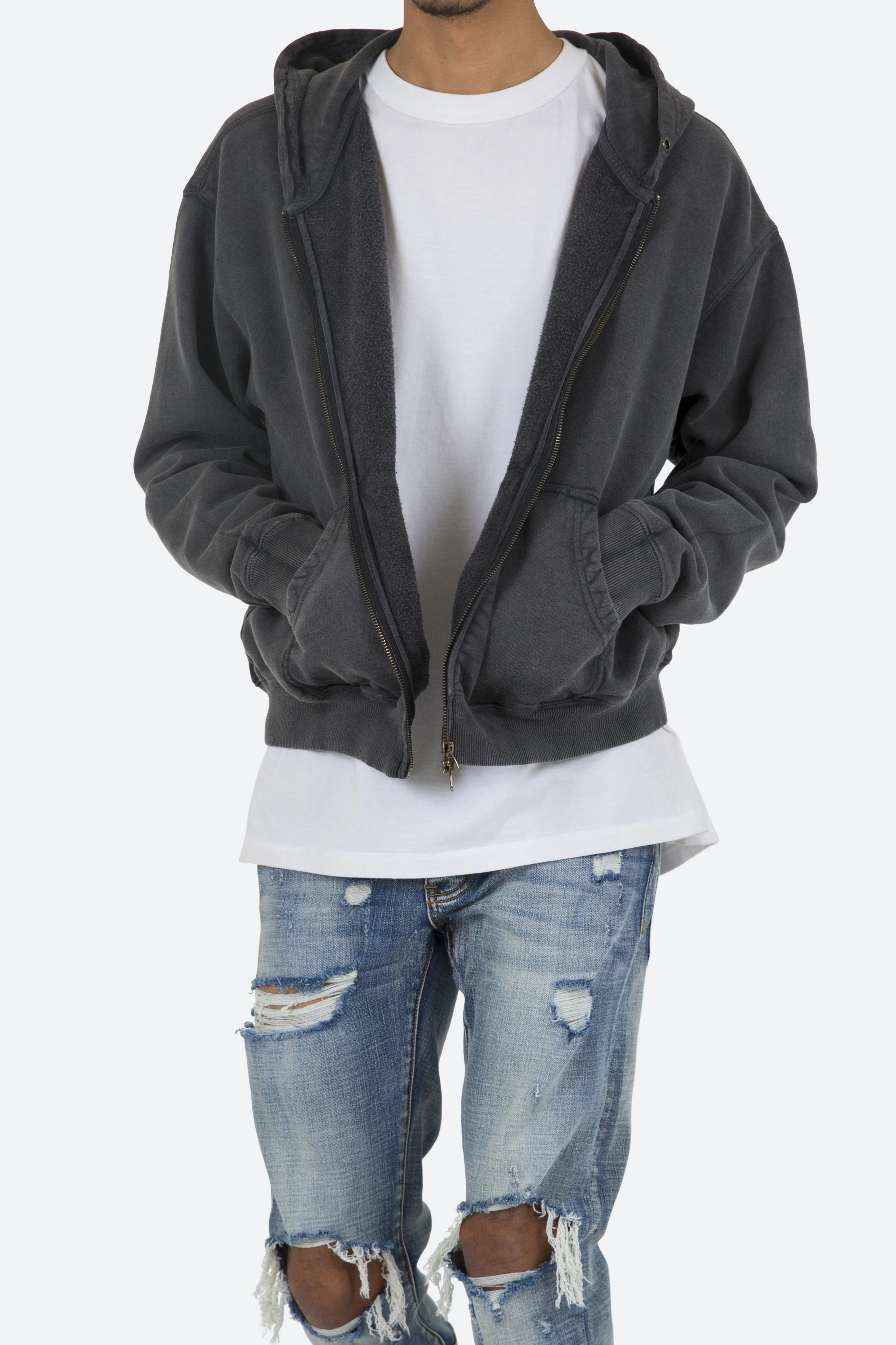 Basic Zip Up Hoodie - Vintage Black sold by MNML product image thumbnail 2