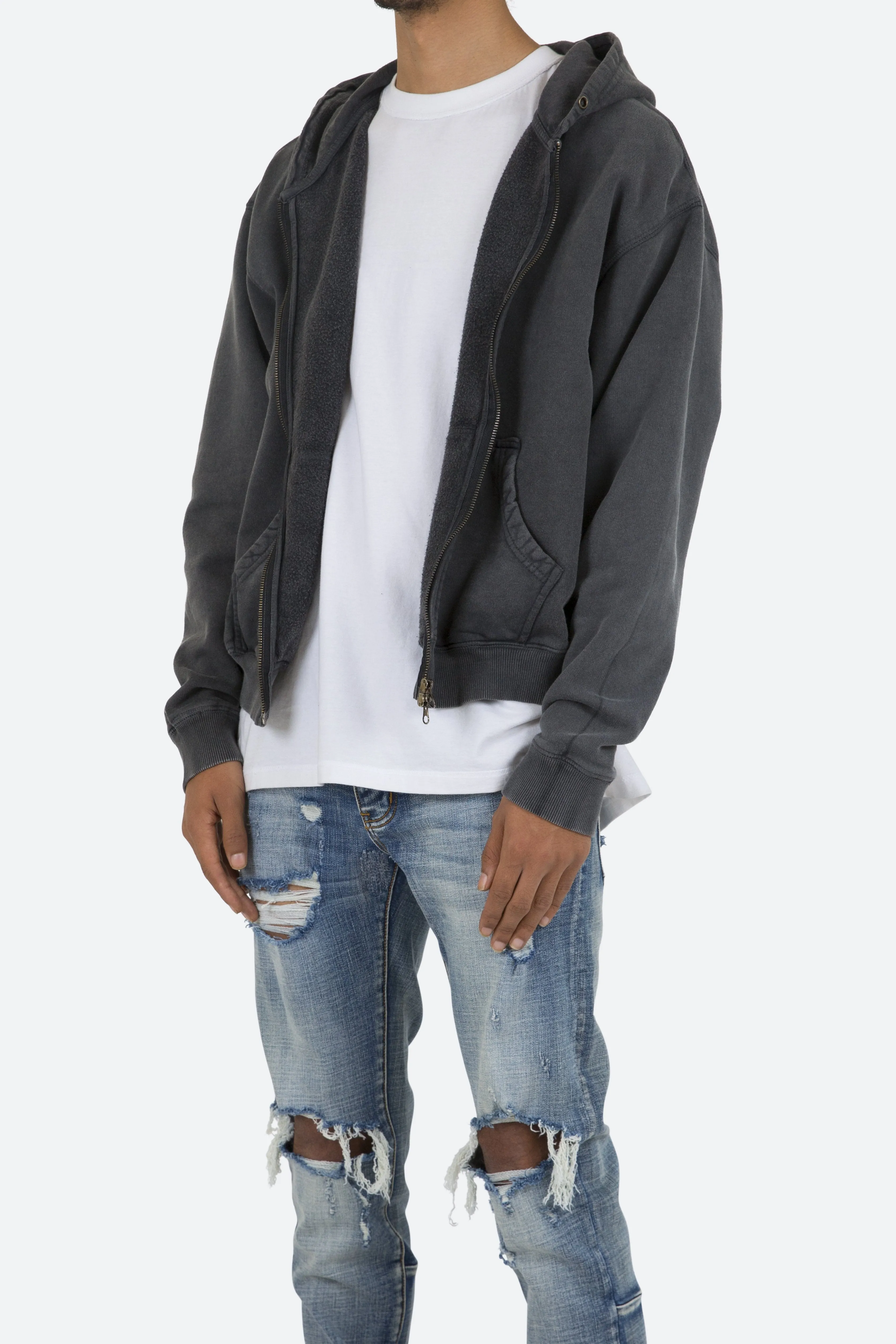 Basic Zip Up Hoodie - Vintage Black sold by MNML product image thumbnail 4