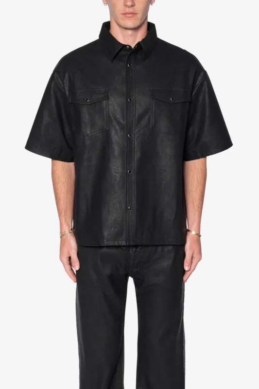Leather S/S Shirt - Black sold by MNML