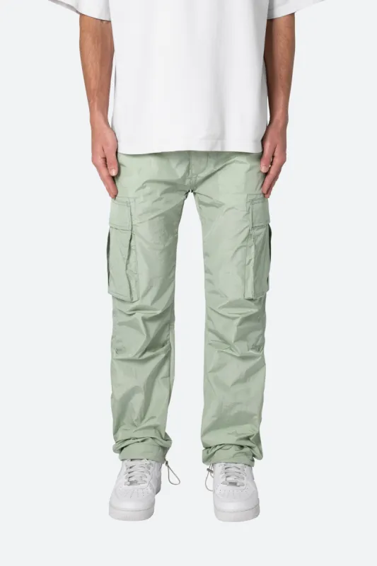 Crinkle Cargo Pants - Green sold by MNML