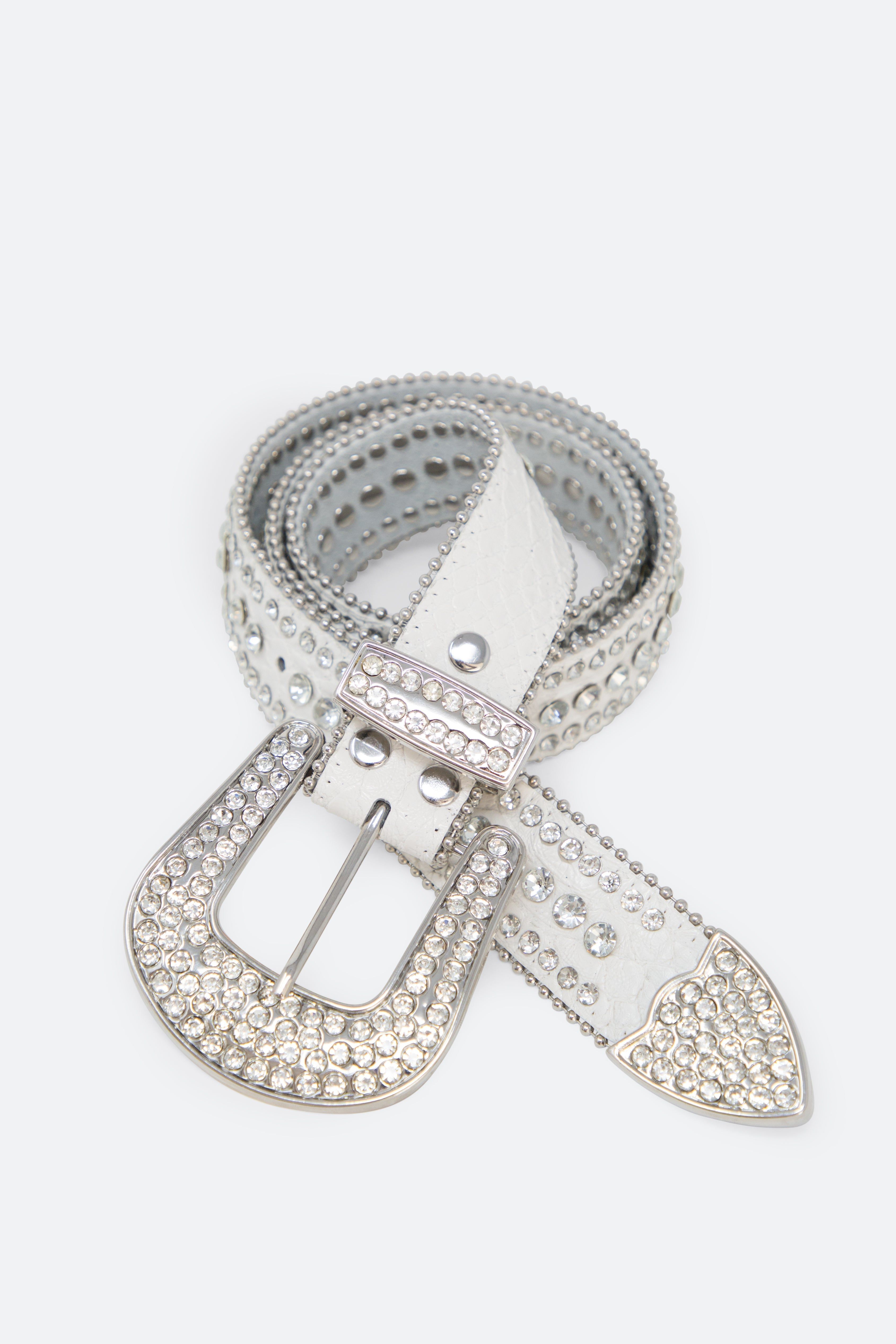 Linear Rhinestone Belt - White sold by MNML product image thumbnail 2